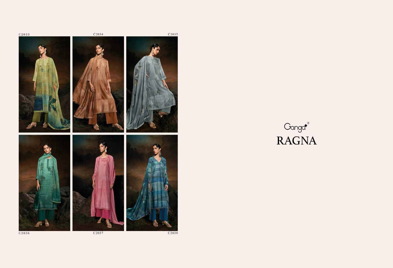 Ragna By Ganga Fashion 2033 To 2038 Series Beautiful Festive Suits Colorful Stylish Fancy Casual Wear & Ethnic Wear Bemberg Silk Dresses At Wholesale Price
