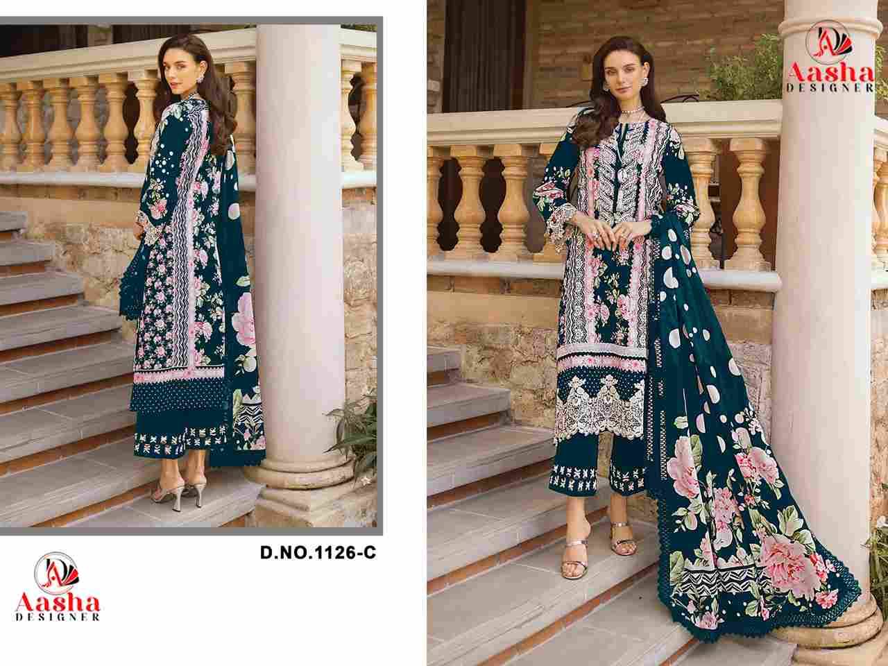 Aasha 1126 Colours By Aasha Designer 1126-A To 1126-D Series Pakistani Suits Beautiful Fancy Colorful Stylish Party Wear & Occasional Wear Pure Cambric Cotton Embroidery Dresses At Wholesale Price