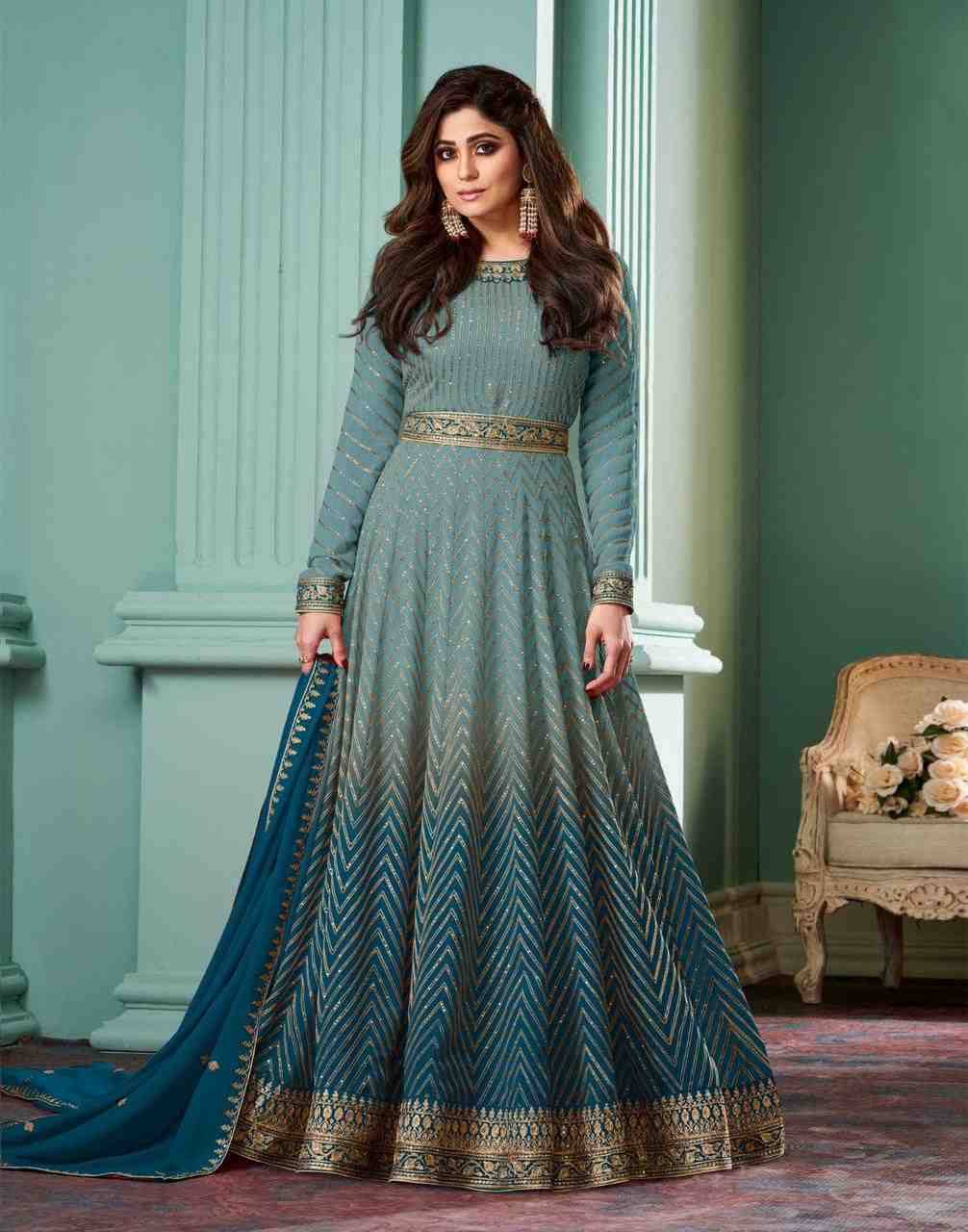 Alizza Carnival By Aashirwad Creation 10132 To 10135 Series Beautiful Stylish Anarkali Suits Fancy Colorful Casual Wear & Ethnic Wear & Ready To Wear Real Georgette Dresses At Wholesale Price