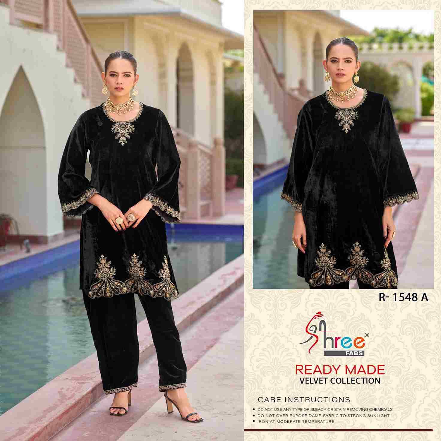 Shree Fabs Hit Design R-1548 Colours By Shree Fabs R-1548-A To R-1548-D Series Designer Pakistani Suits Collection Beautiful Stylish Fancy Colorful Party Wear & Occasional Wear Velvet Kurtis With Bottom At Wholesale Price
