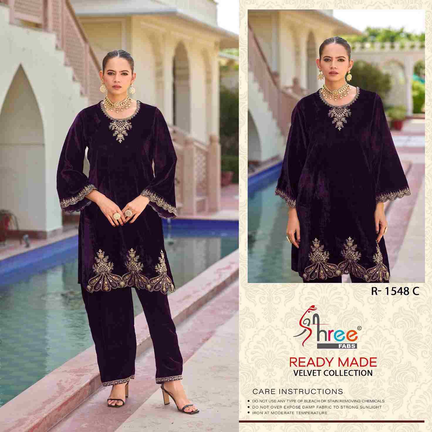Shree Fabs Hit Design R-1548 Colours By Shree Fabs R-1548-A To R-1548-D Series Designer Pakistani Suits Collection Beautiful Stylish Fancy Colorful Party Wear & Occasional Wear Velvet Kurtis With Bottom At Wholesale Price