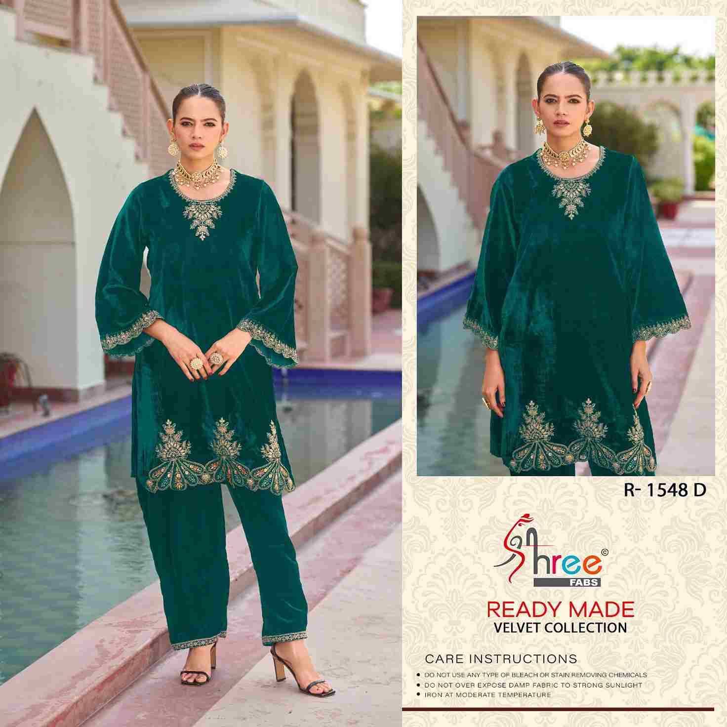 Shree Fabs Hit Design R-1548 Colours By Shree Fabs R-1548-A To R-1548-D Series Designer Pakistani Suits Collection Beautiful Stylish Fancy Colorful Party Wear & Occasional Wear Velvet Kurtis With Bottom At Wholesale Price