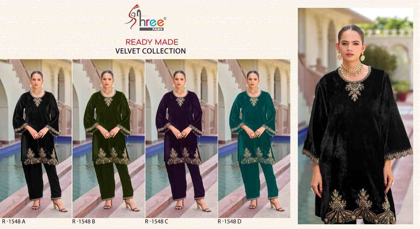 Shree Fabs Hit Design R-1548 Colours By Shree Fabs R-1548-A To R-1548-D Series Designer Pakistani Suits Collection Beautiful Stylish Fancy Colorful Party Wear & Occasional Wear Velvet Kurtis With Bottom At Wholesale Price