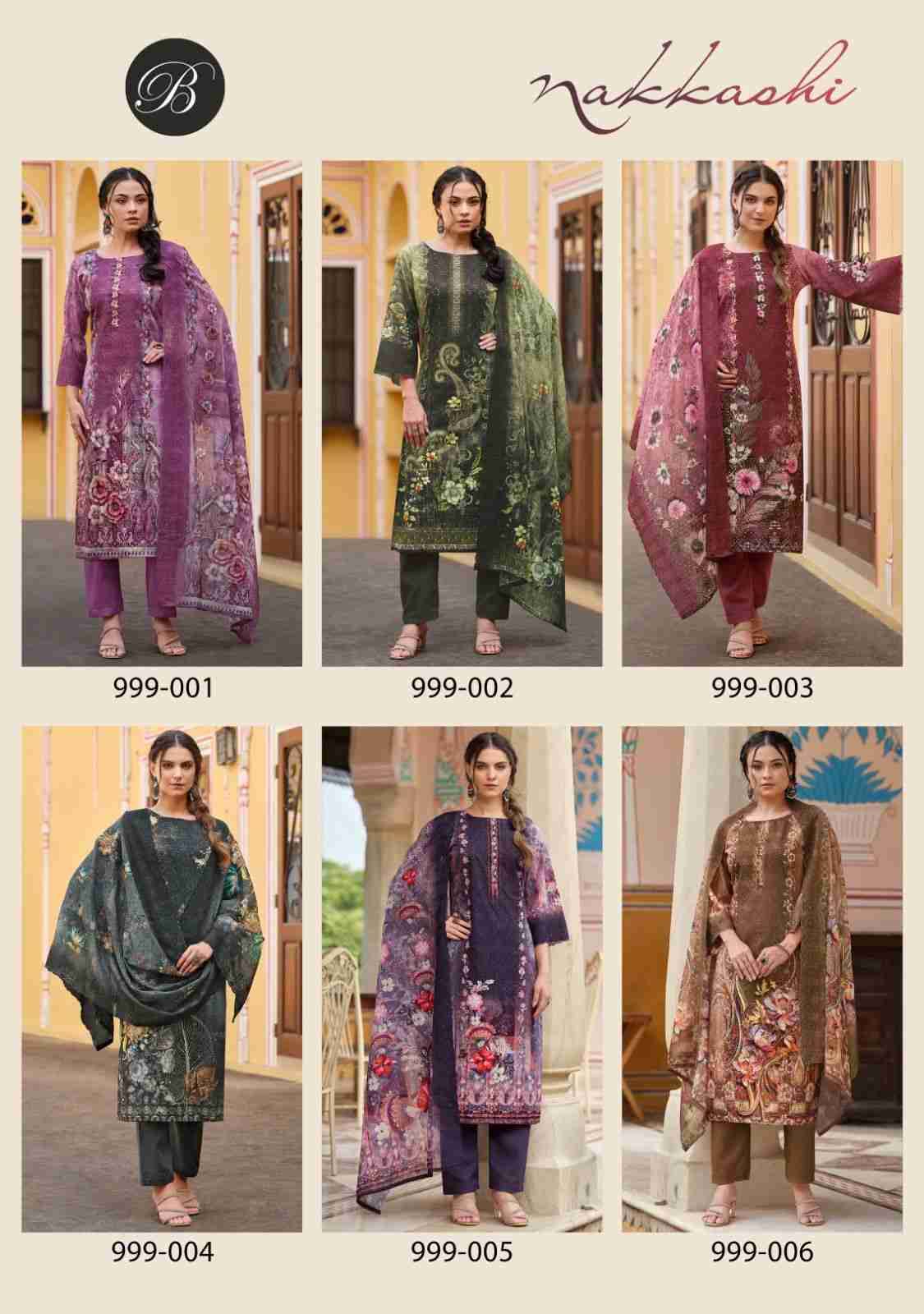 Nakkashi By Belliza 999-001 To 999-006 Series Beautiful Festive Suits Stylish Fancy Colorful Casual Wear & Ethnic Wear Pure Cotton Dresses At Wholesale Price