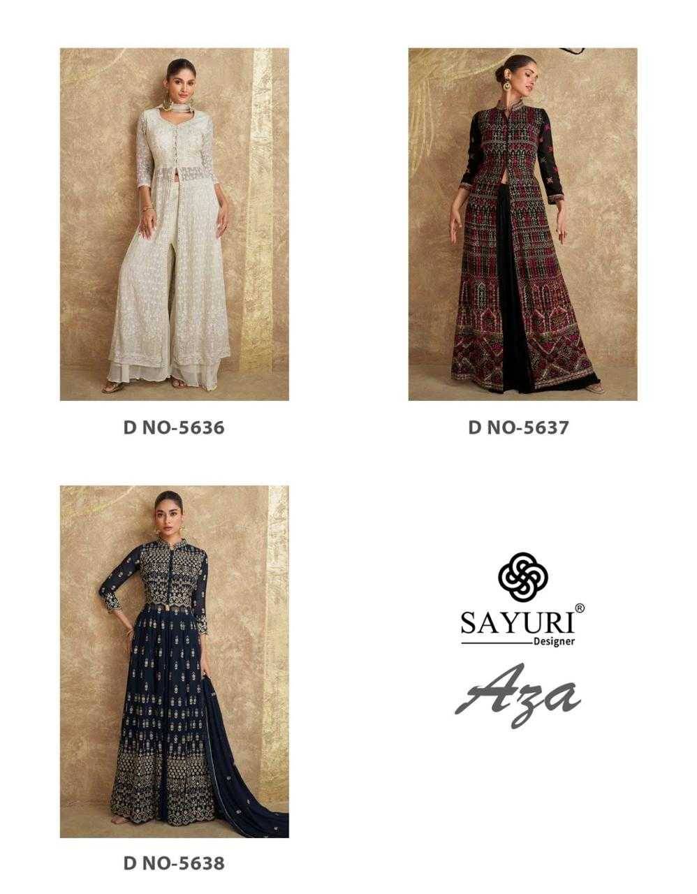 Aza By Sayuri 5636 To 5638 Series Beautiful Sharara Suits Stylish Fancy Colorful Casual Wear & Ethnic Wear Georgette Dresses At Wholesale Price