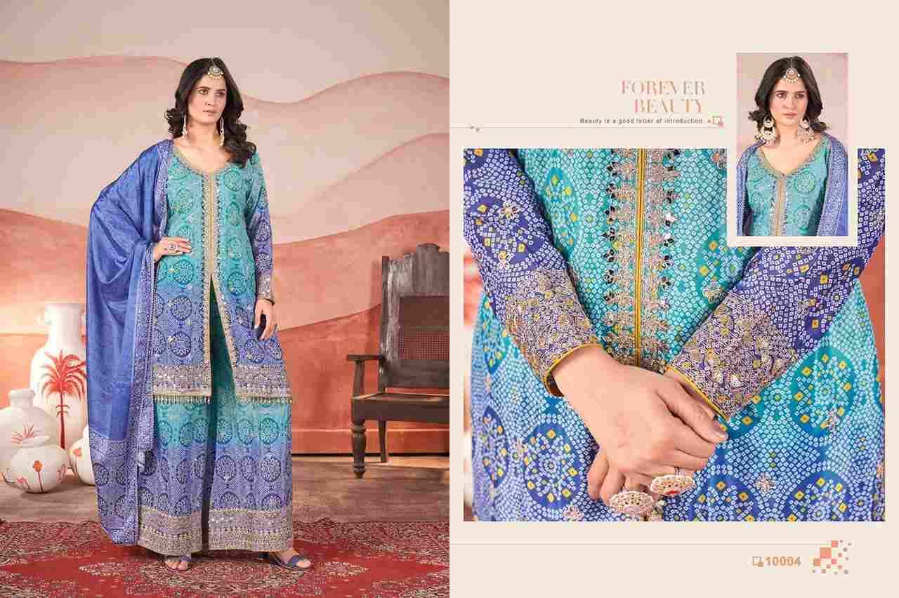 Kasturi By Fashid Wholesale 10001 To 10004 Series Beautiful Sharara Suits Colorful Stylish Fancy Casual Wear & Ethnic Wear Chinnon Silk Embroidery Dresses At Wholesale Price