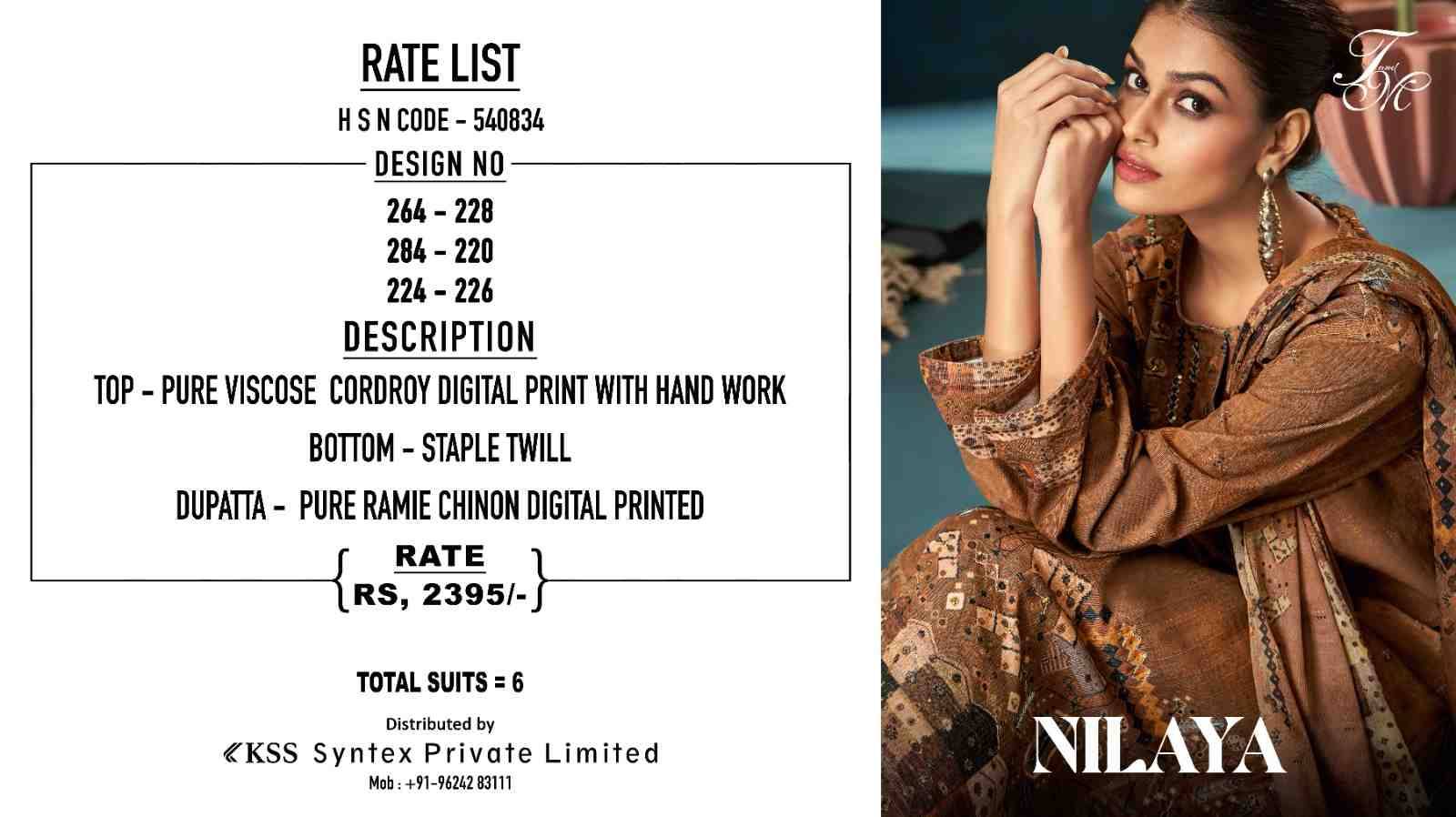 Nilaya By T And M Designer Studio Beautiful Festive Suits Colorful Stylish Fancy Casual Wear & Ethnic Wear Pure Viscose Cordroy Dresses At Wholesale Price