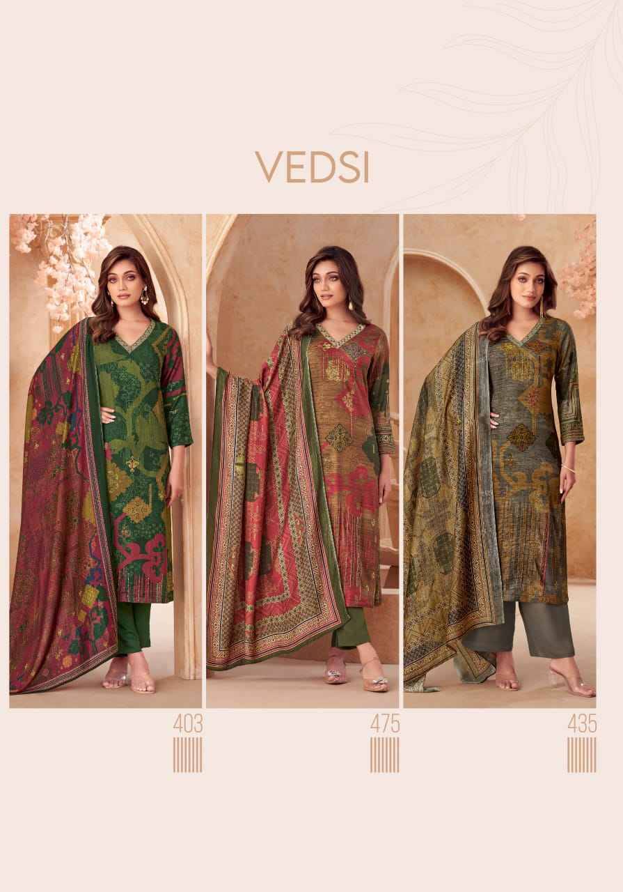 Vedsi By Sahiba Fabrics Beautiful Festive Suits Colorful Stylish Fancy Casual Wear & Ethnic Wear Staple Twill Dresses At Wholesale Price