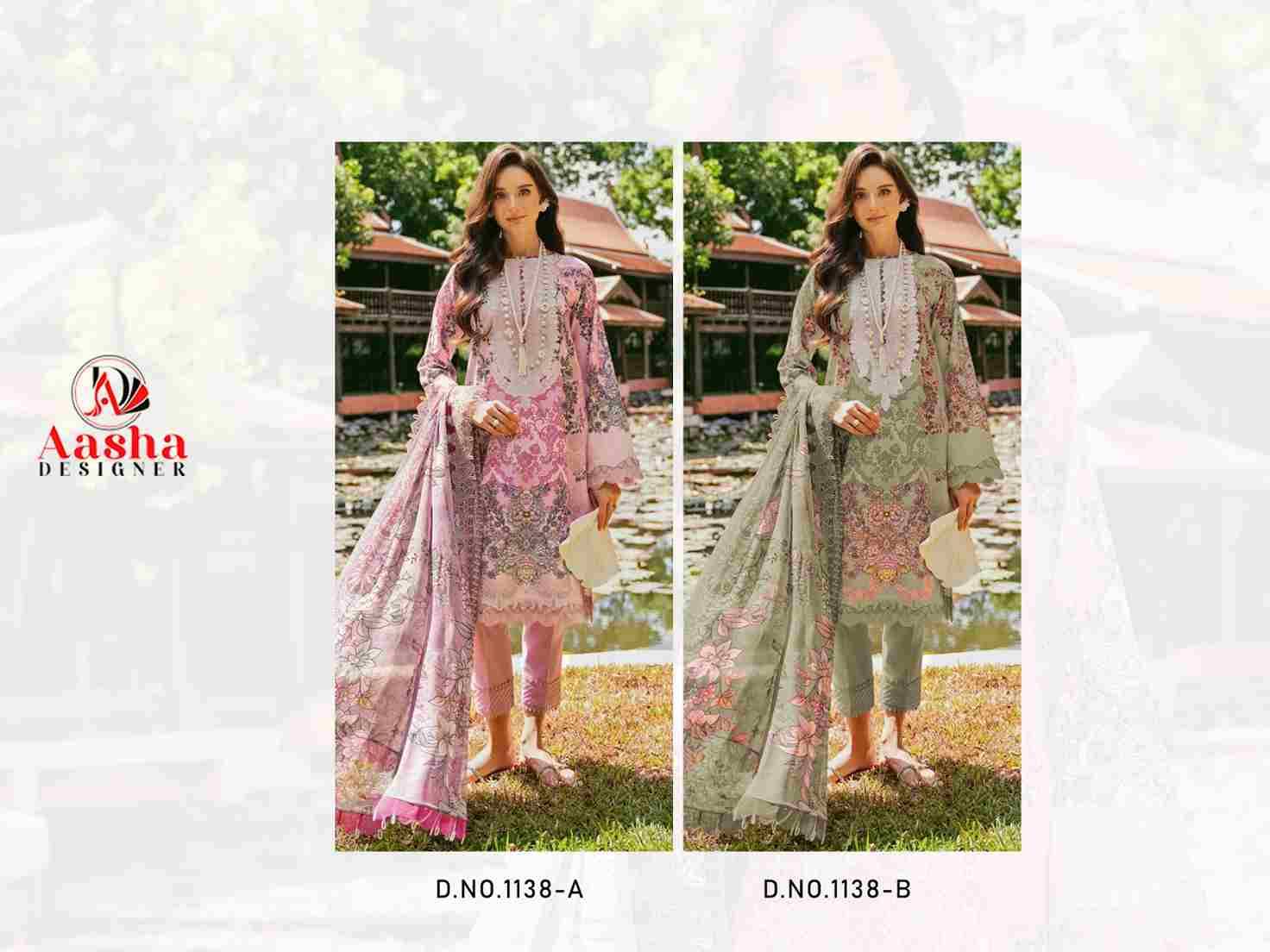 Needle Wonder Lawn Collection Vol-9 By Aasha Designer 1138-A To 1138-B Series Pakistani Suits Beautiful Fancy Colorful Stylish Party Wear & Occasional Wear Pure Cotton Embroidery Dresses At Wholesale Price