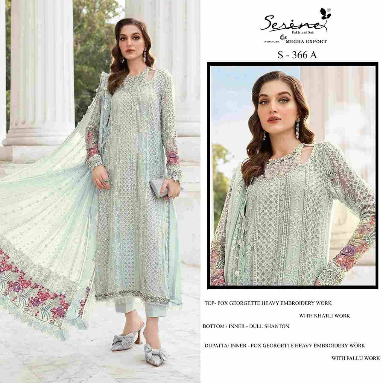 Serene Hit Design S-366 Colours By Serene S-366-A To S-366-D Series Designer Pakistani Suits Beautiful Fancy Colorful Stylish Party Wear & Occasional Wear Faux Georgette Embroidered Dresses At Wholesale Price