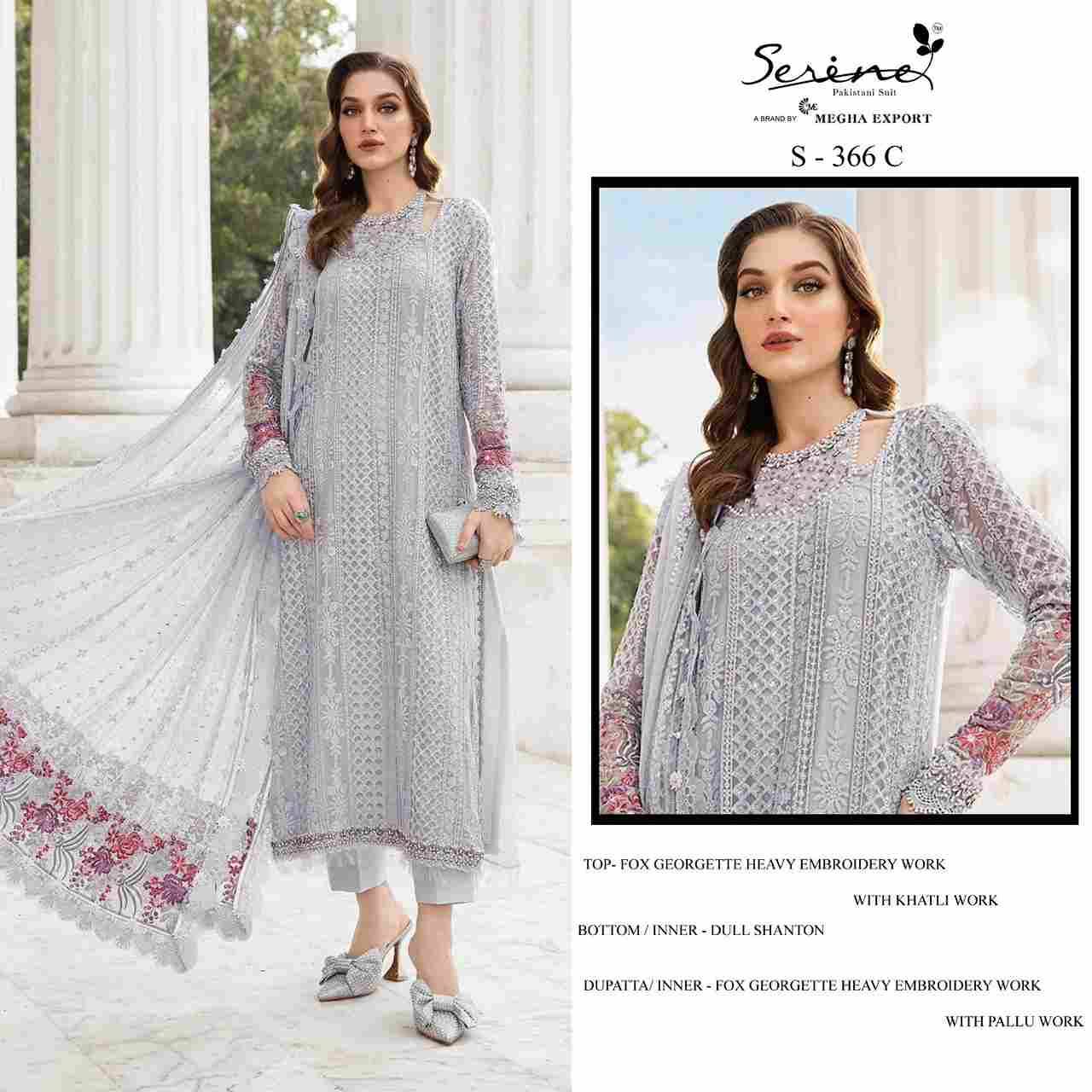 Serene Hit Design S-366 Colours By Serene S-366-A To S-366-D Series Designer Pakistani Suits Beautiful Fancy Colorful Stylish Party Wear & Occasional Wear Faux Georgette Embroidered Dresses At Wholesale Price