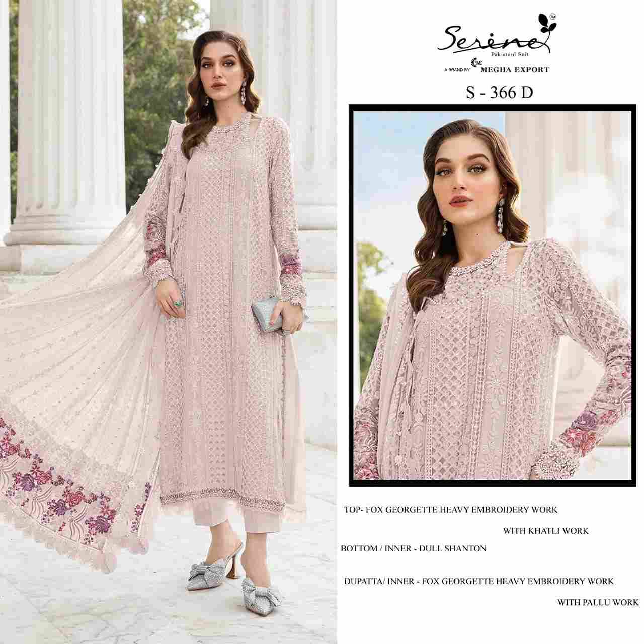 Serene Hit Design S-366 Colours By Serene S-366-A To S-366-D Series Designer Pakistani Suits Beautiful Fancy Colorful Stylish Party Wear & Occasional Wear Faux Georgette Embroidered Dresses At Wholesale Price