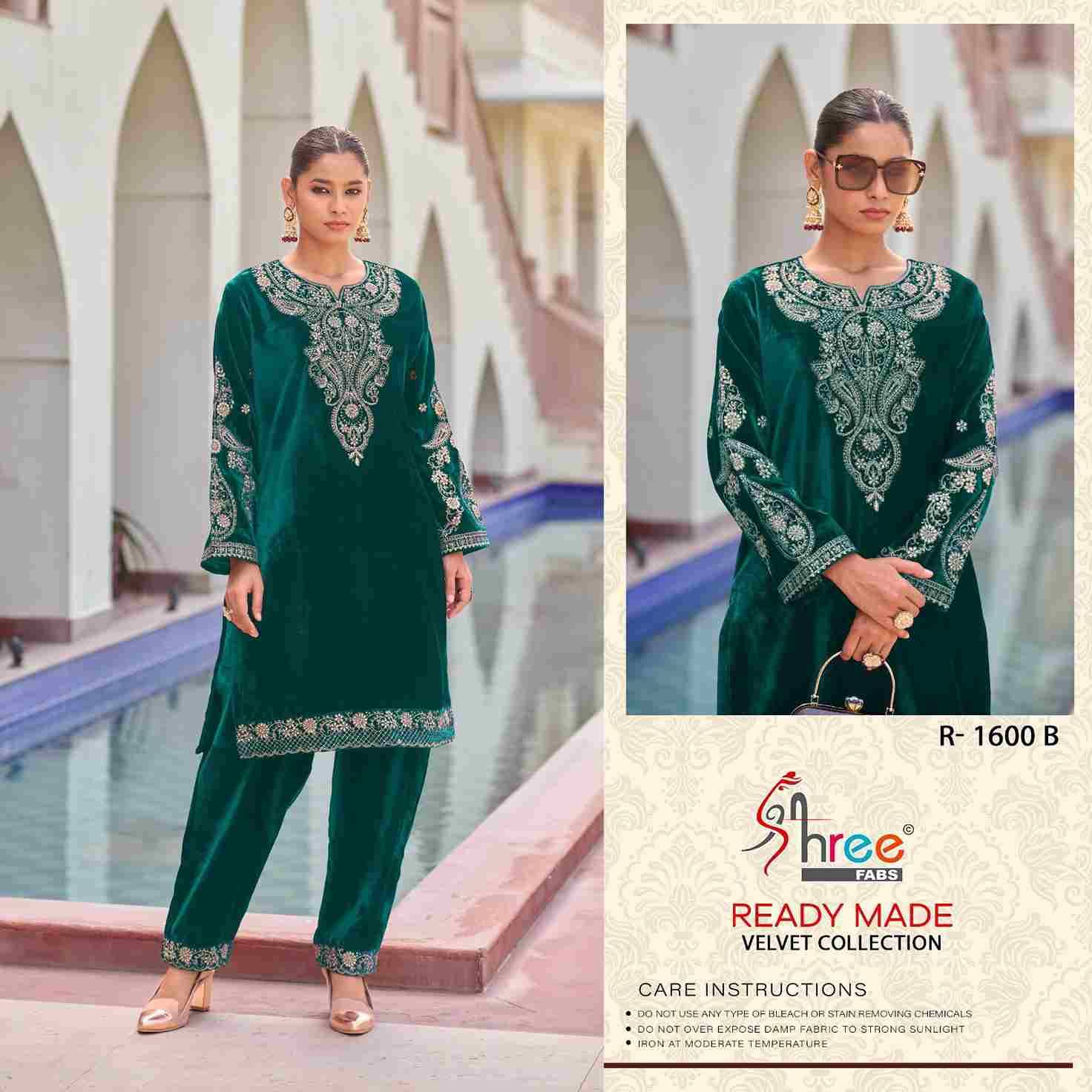 Shree Fabs Hit Design R-1600 Colours By Shree Fabs R-1600-A To R-1600-D Series Designer Pakistani Suits Collection Beautiful Stylish Fancy Colorful Party Wear & Occasional Wear Velvet Kurtis With Bottom At Wholesale Price