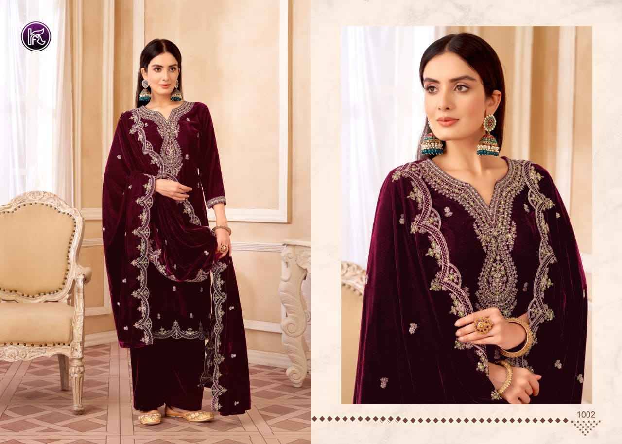 Sachi Vol-1 By Kala Fashion 1001 To 1003 Series Festive Suits Beautiful Fancy Colorful Stylish Party Wear & Occasional Wear Velvet Embroidered Dresses At Wholesale Price