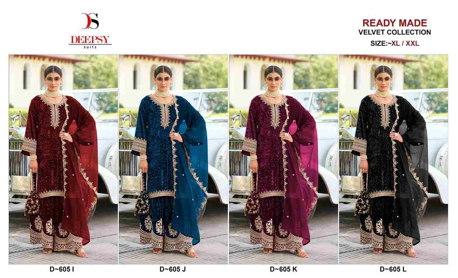 Deepsy Hit Design 605 Colours Vol-3 By Deepsy Suits 605-I To 605-L Series Pakistani Suits Beautiful Fancy Colorful Stylish Party Wear & Occasional Wear Velvet Embroidery Dresses At Wholesale Price