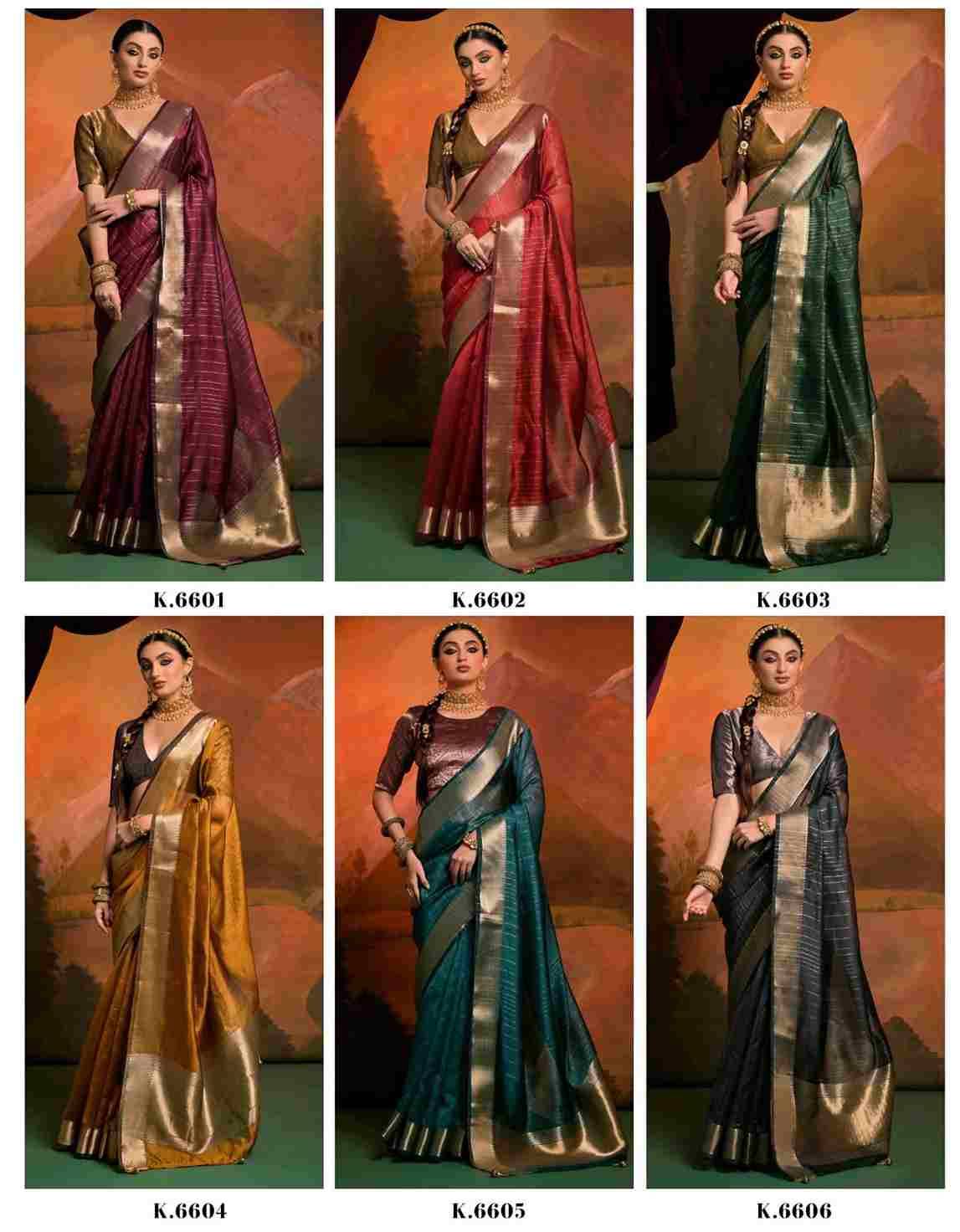 Kanak By Kira 6601 To 6606 Series Indian Traditional Wear Collection Beautiful Stylish Fancy Colorful Party Wear & Occasional Wear Moss Silk Sarees At Wholesale Price