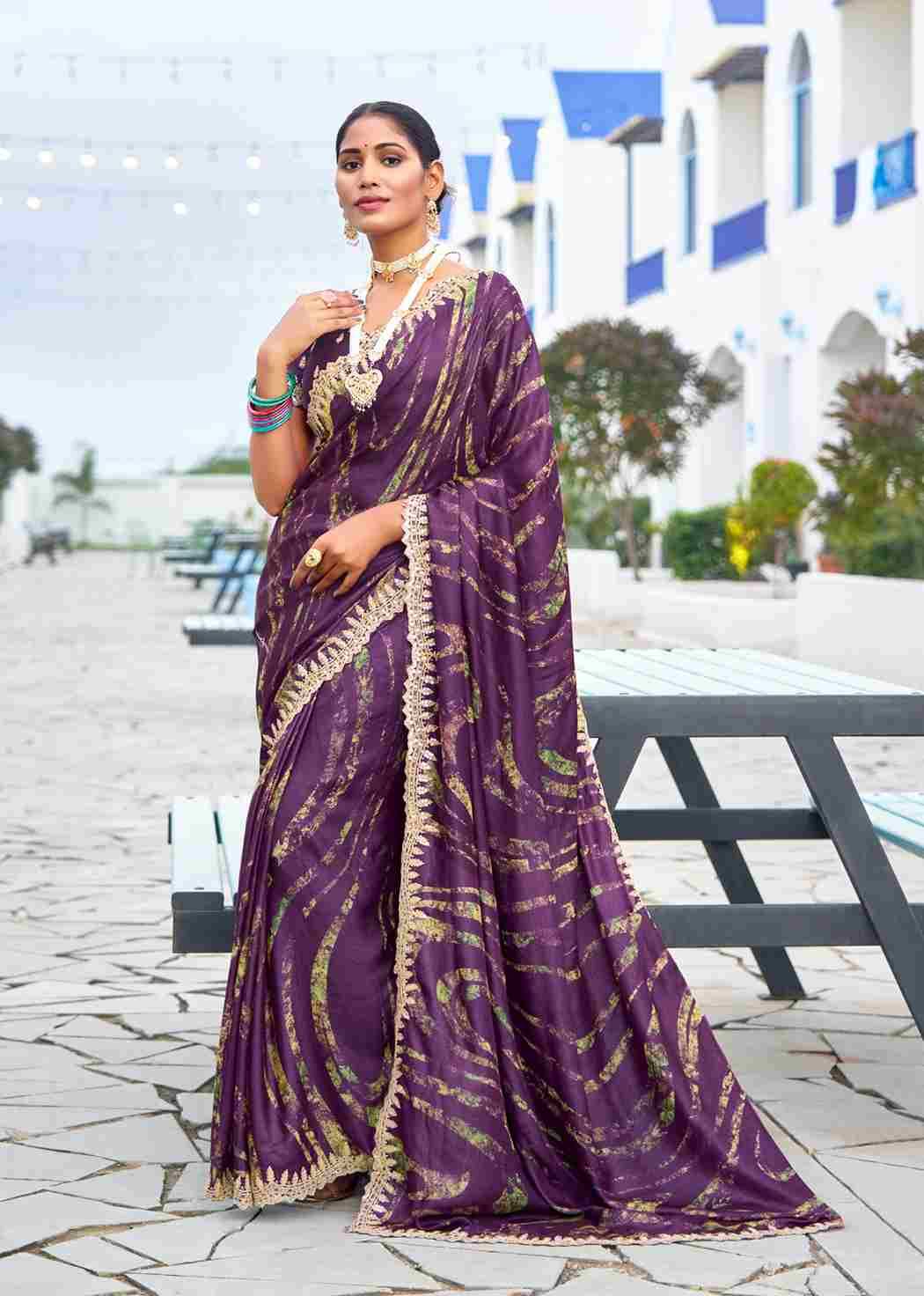 Nirvee By Stavan 1001 To 1010 Series Indian Traditional Wear Collection Beautiful Stylish Fancy Colorful Party Wear & Occasional Wear Velvet Chiffon Sarees At Wholesale Price