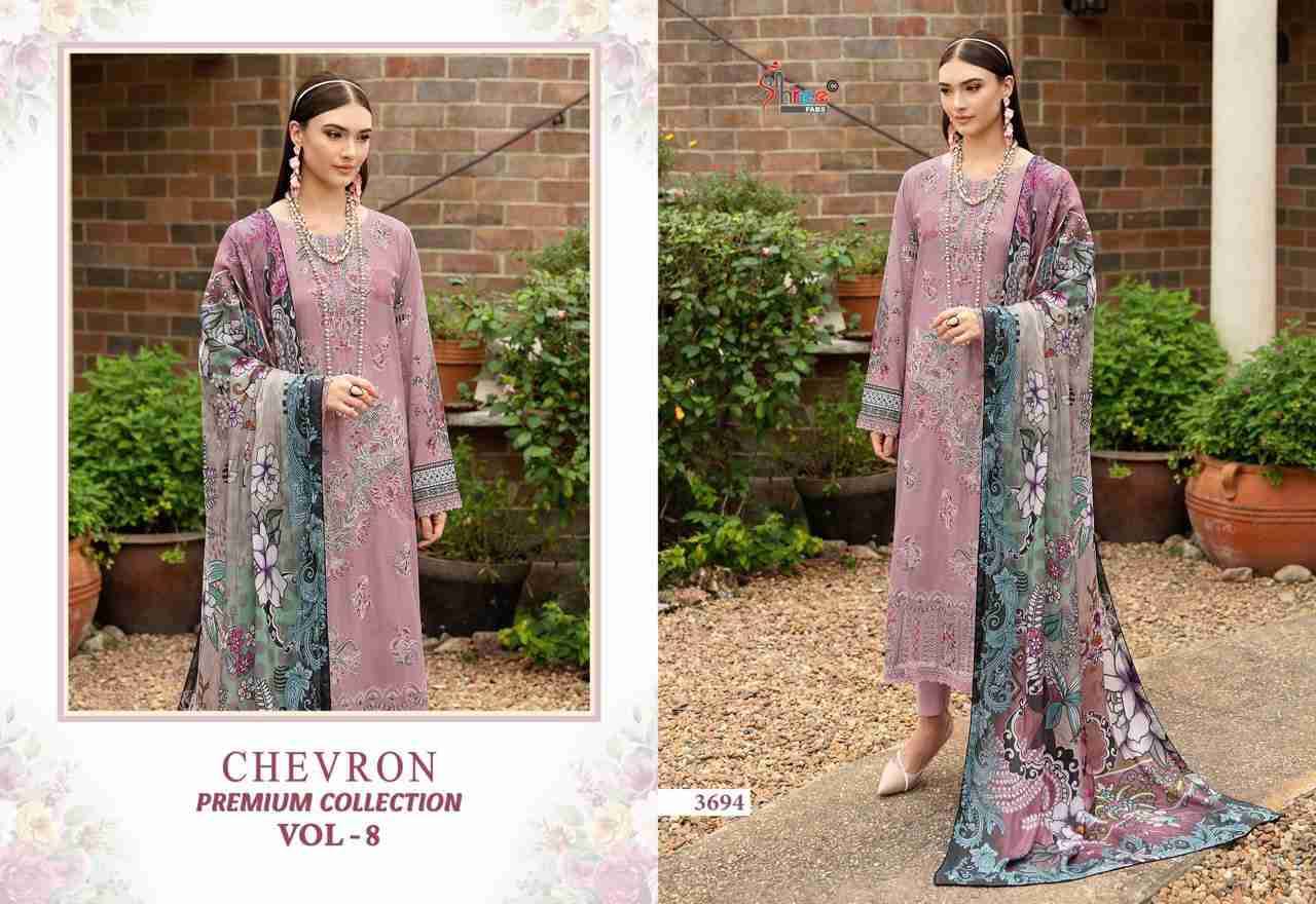 Chevron Premium Collection Vol-8 By Shree Fabs 3693 To 3700 Series Beautiful Pakistani Suits Colorful Stylish Fancy Casual Wear & Ethnic Wear Pure Cotton Embroidered Dresses At Wholesale Price