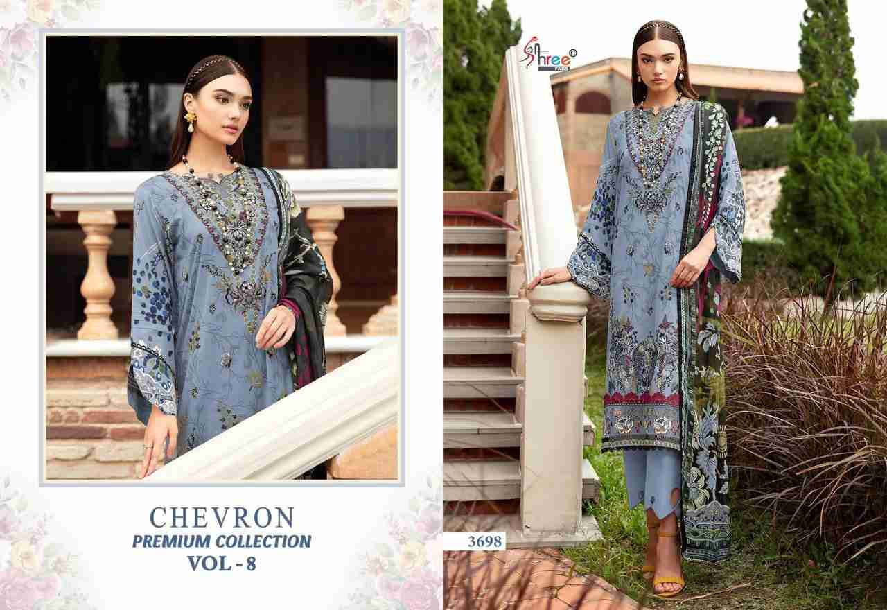 Chevron Premium Collection Vol-8 By Shree Fabs 3693 To 3700 Series Beautiful Pakistani Suits Colorful Stylish Fancy Casual Wear & Ethnic Wear Pure Cotton Embroidered Dresses At Wholesale Price