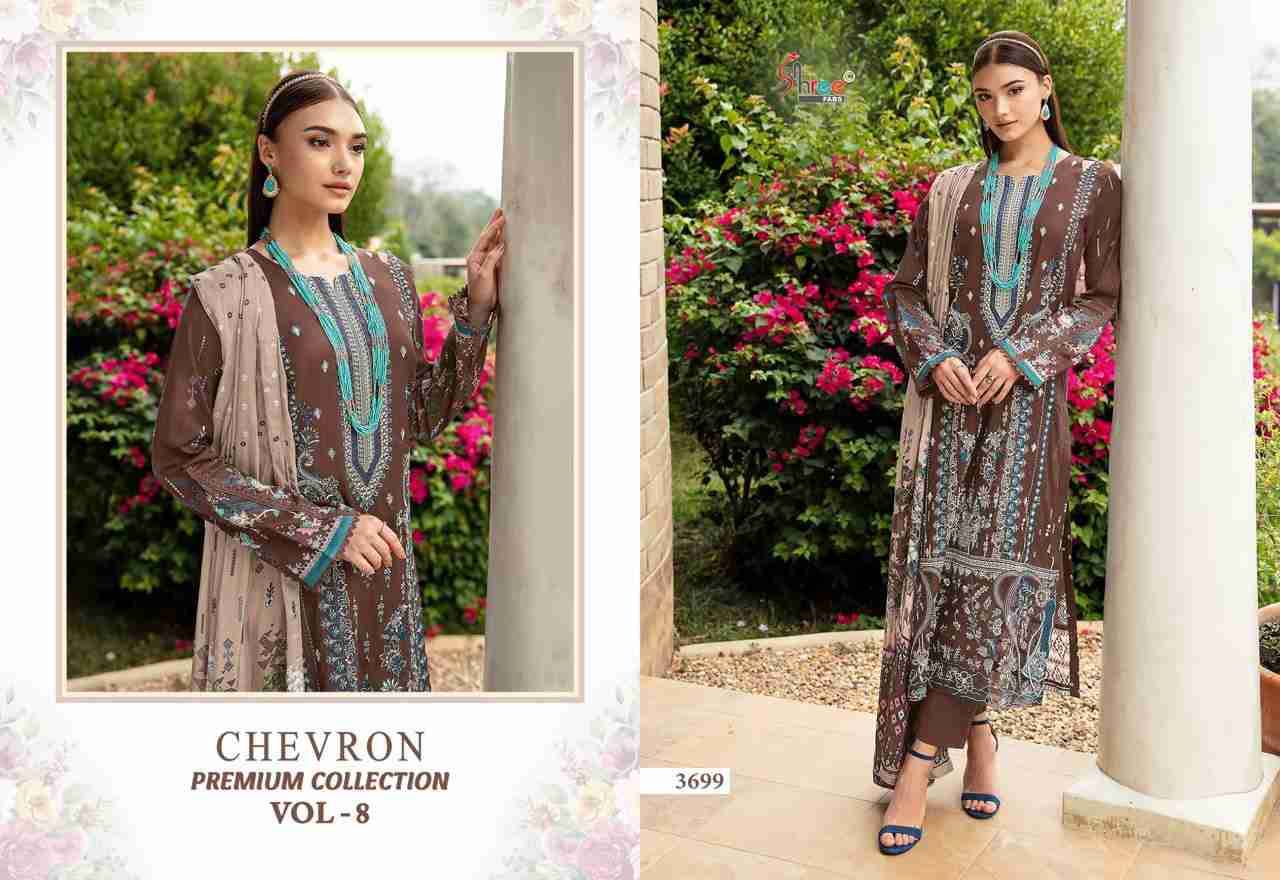 Chevron Premium Collection Vol-8 By Shree Fabs 3693 To 3700 Series Beautiful Pakistani Suits Colorful Stylish Fancy Casual Wear & Ethnic Wear Pure Cotton Embroidered Dresses At Wholesale Price