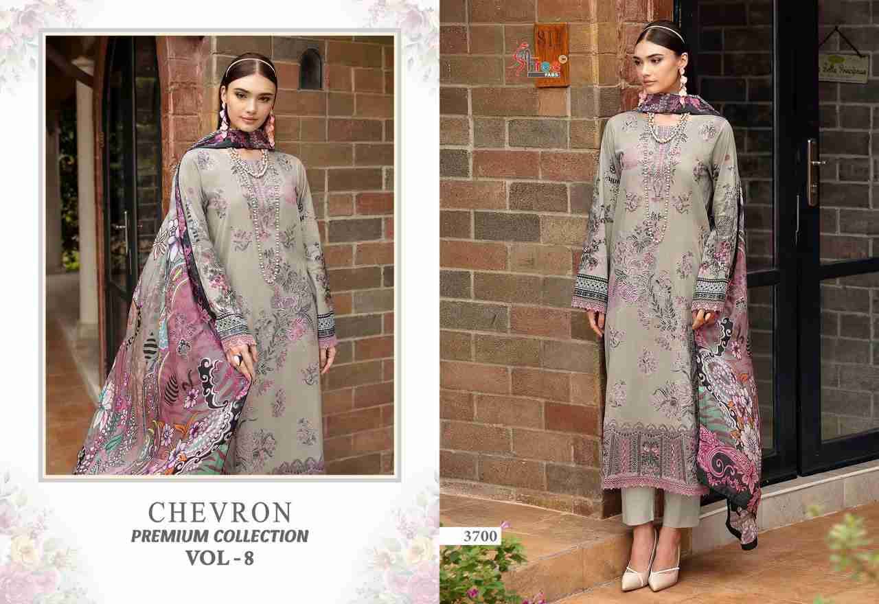 Chevron Premium Collection Vol-8 By Shree Fabs 3693 To 3700 Series Beautiful Pakistani Suits Colorful Stylish Fancy Casual Wear & Ethnic Wear Pure Cotton Embroidered Dresses At Wholesale Price