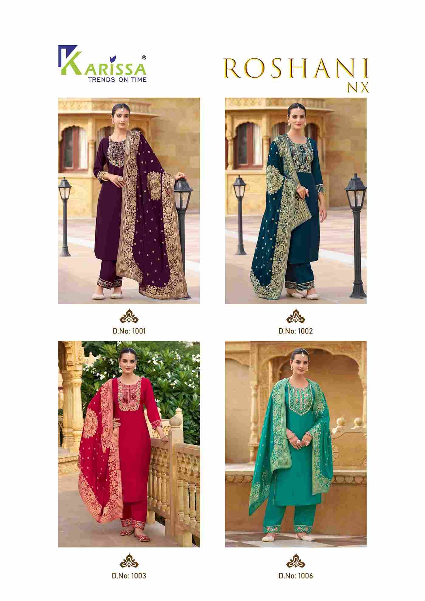 Roshani Nx By Karissa Beautiful Festive Suits Colorful Stylish Fancy Casual Wear & Ethnic Wear Viscose Silk With Work Dresses At Wholesale Price