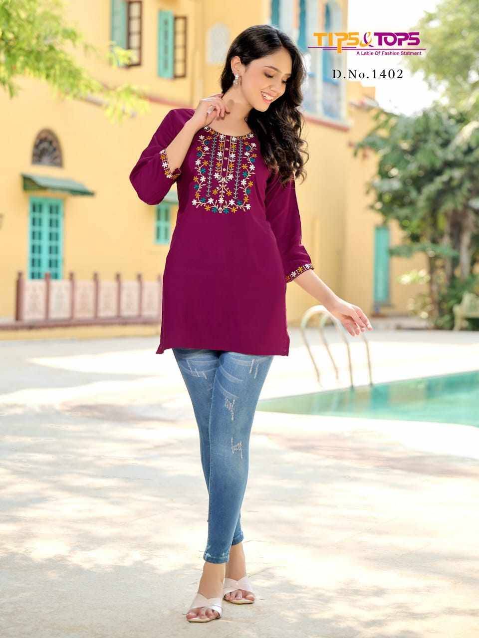 Bubbly Vol-14 By Tips And Tops 1401 To 1408 Series Designer Stylish Fancy Colorful Beautiful Party Wear & Ethnic Wear Collection Rayon Slub Print Tops At Wholesale Price