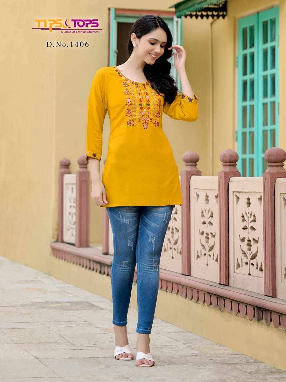 Bubbly Vol-14 By Tips And Tops 1401 To 1408 Series Designer Stylish Fancy Colorful Beautiful Party Wear & Ethnic Wear Collection Rayon Slub Print Tops At Wholesale Price