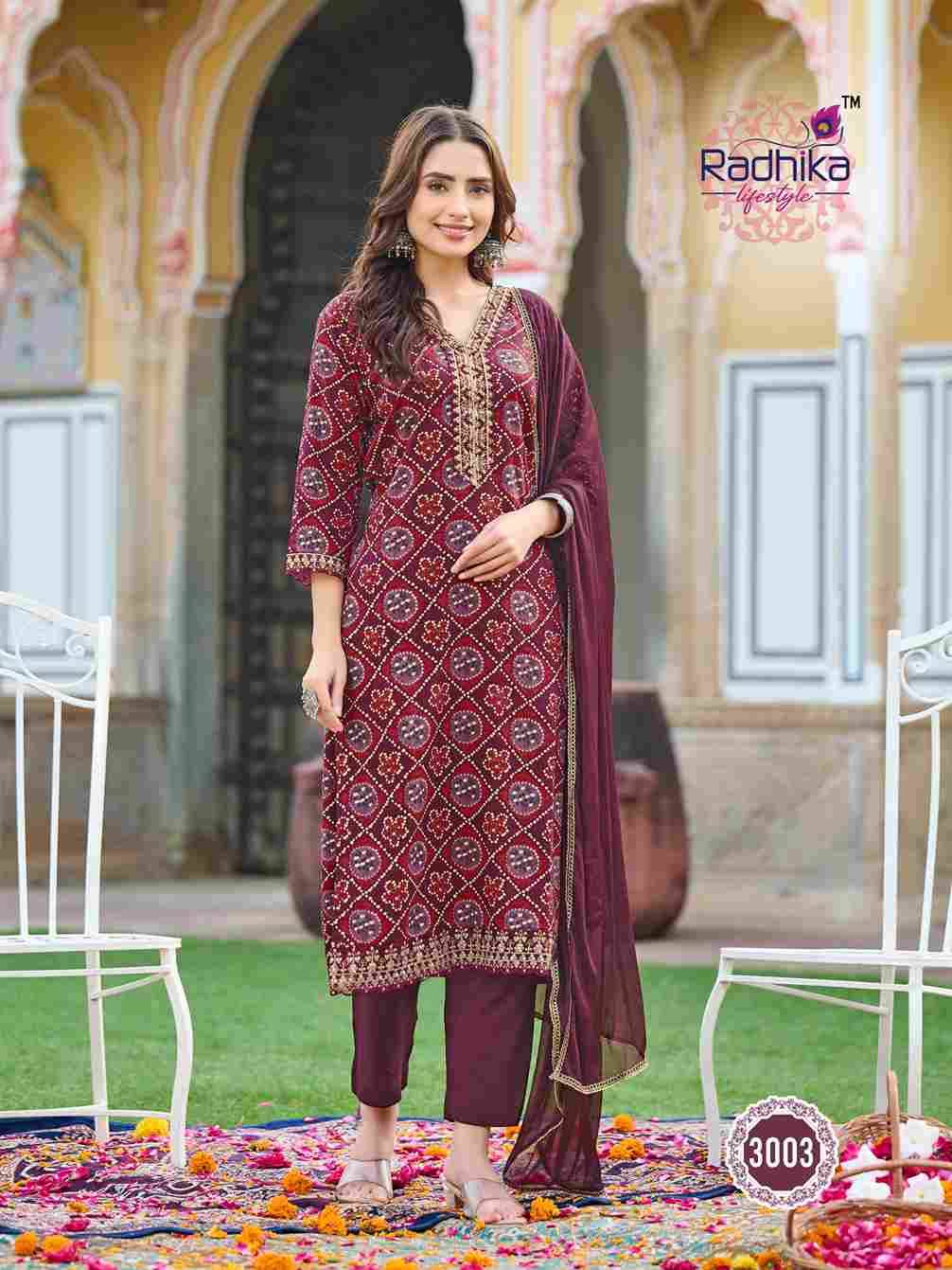 Rivazo Vol-3 By Radhika Lifestyle 3001 To 3006 Series Designer Stylish Fancy Colorful Beautiful Party Wear & Ethnic Wear Collection Rayon Print Dresses At Wholesale Price