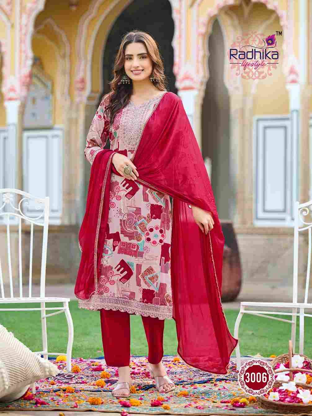 Rivazo Vol-3 By Radhika Lifestyle 3001 To 3006 Series Designer Stylish Fancy Colorful Beautiful Party Wear & Ethnic Wear Collection Rayon Print Dresses At Wholesale Price