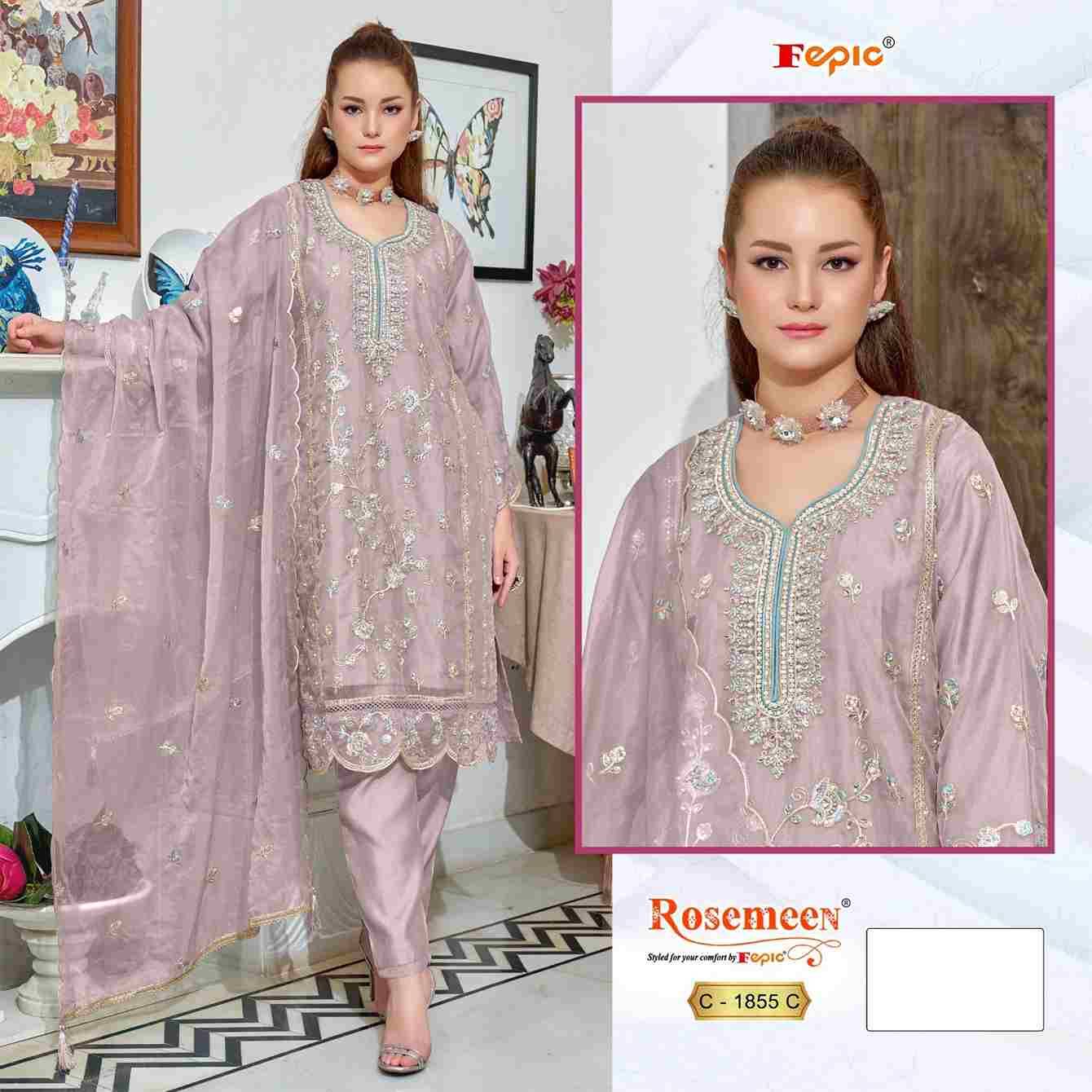 Fepic 1855 Colours By Fepic 1855-A To 1855-D Series Beautiful Pakistani Suits Colorful Stylish Fancy Casual Wear & Ethnic Wear Organza Embroidered Dresses At Wholesale Price