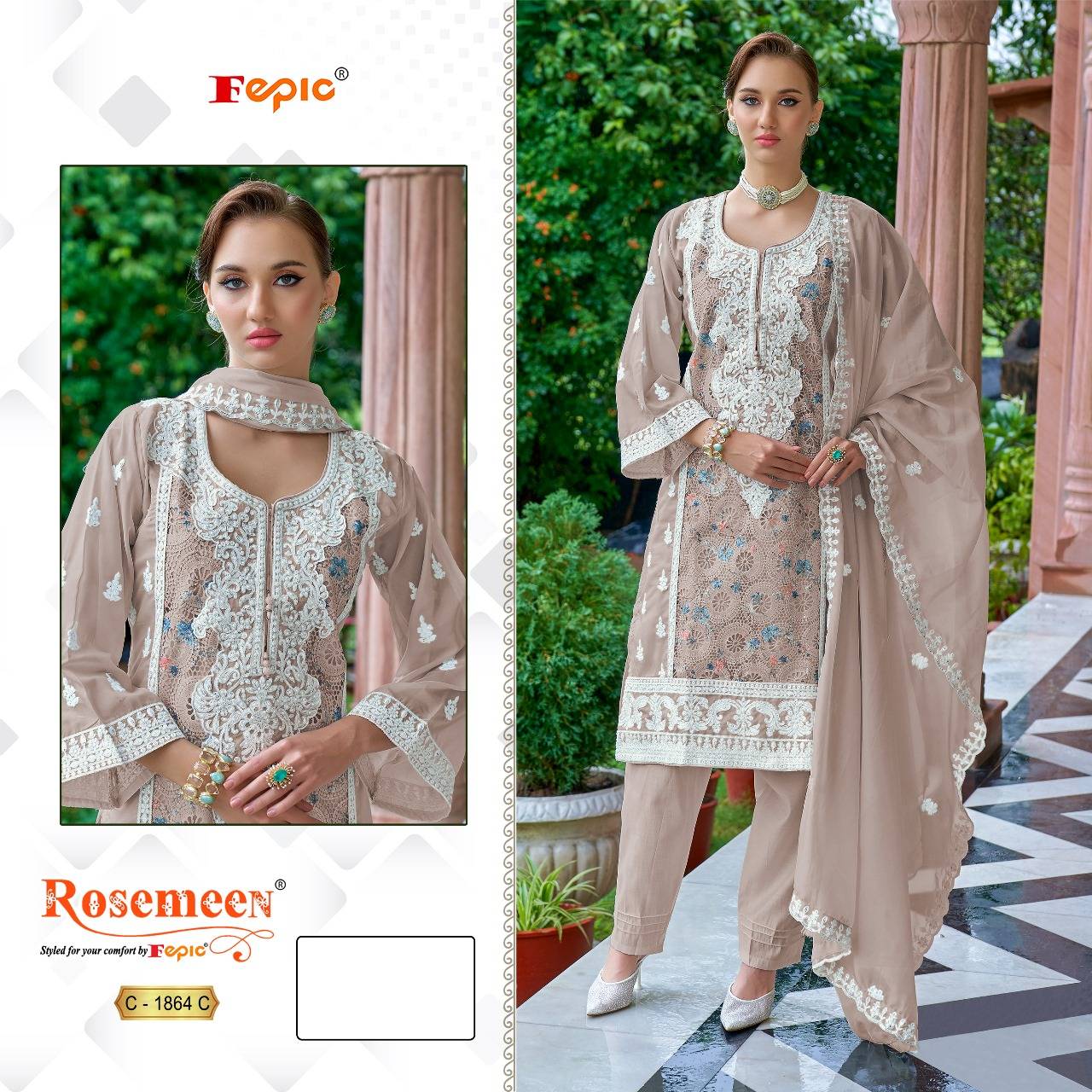 Fepic 1864 Colours By Fepic 1864-A To 1864-C Series Beautiful Pakistani Suits Colorful Stylish Fancy Casual Wear & Ethnic Wear Organza Embroidered Dresses At Wholesale Price