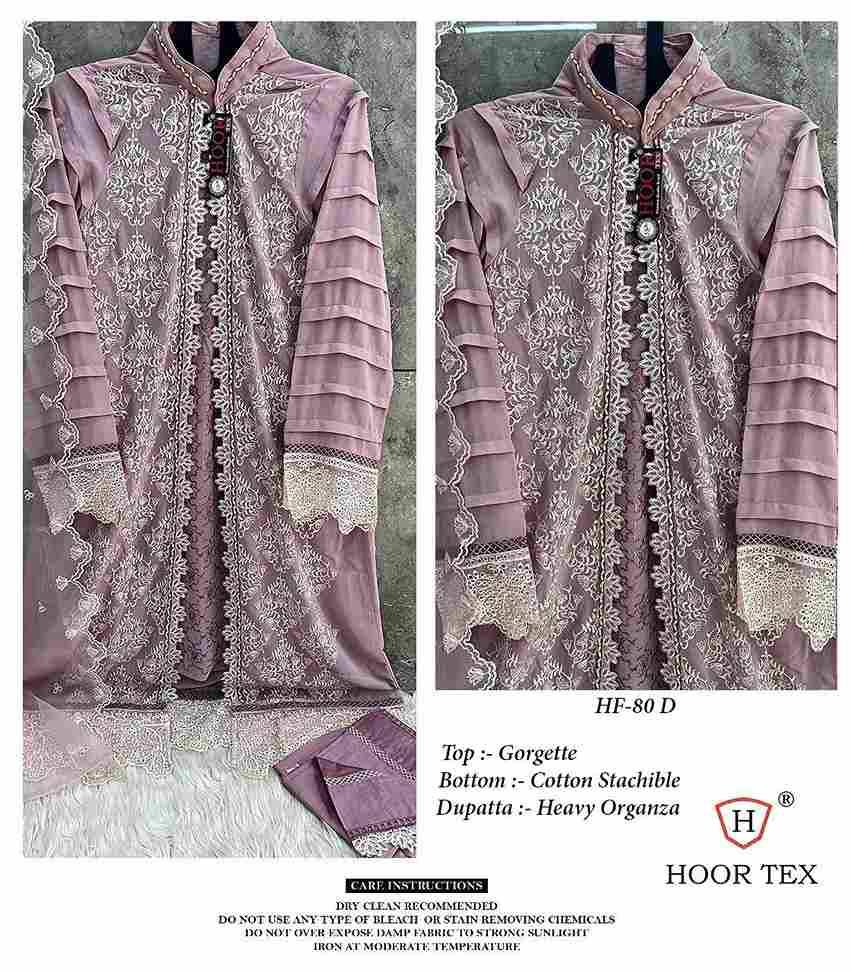 Hoor Tex Hit Design HF-80 Colours By Hoor Tex HF-80-A To HF-80-E Series Designer Festive Pakistani Suits Collection Beautiful Stylish Fancy Colorful Party Wear & Occasional Wear Georgette With Embroidered Dresses At Wholesale Price