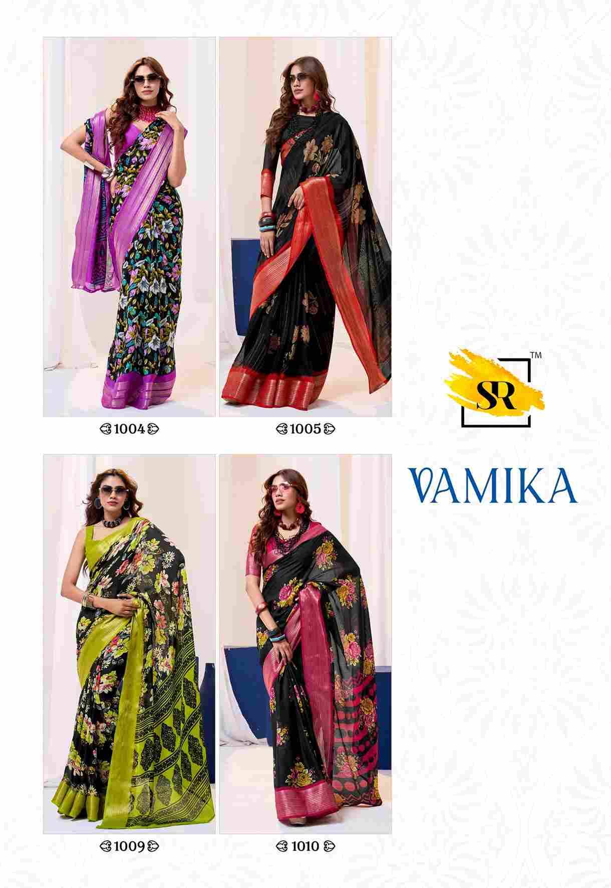 Vamika By SR 1001 To 1010 Series Indian Traditional Wear Collection Beautiful Stylish Fancy Colorful Party Wear & Occasional Wear Fancy Sarees At Wholesale Price