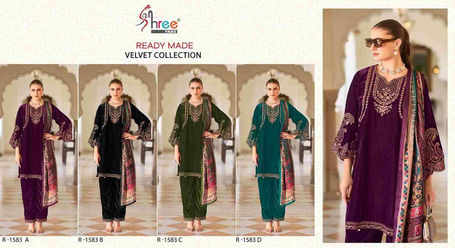 Shree Fabs Hit Design R-1583 Colours By Shree Fabs R-1583-A To R-1583-D Series Beautiful Pakistani Suits Stylish Fancy Colorful Party Wear & Occasional Wear Velvet Embroidered Dresses At Wholesale Price