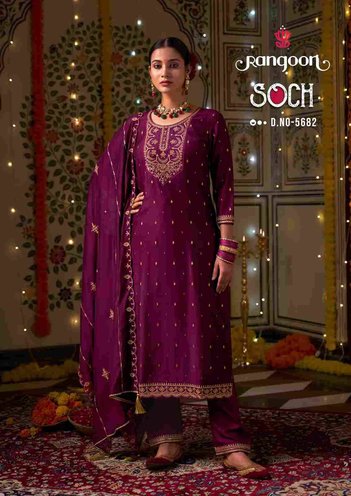 Soch By Rangoon 5681 To 5684 Series Beautiful Stylish Festive Suits Fancy Colorful Casual Wear & Ethnic Wear & Ready To Wear Viscose Jacquard With Work Dresses At Wholesale Price