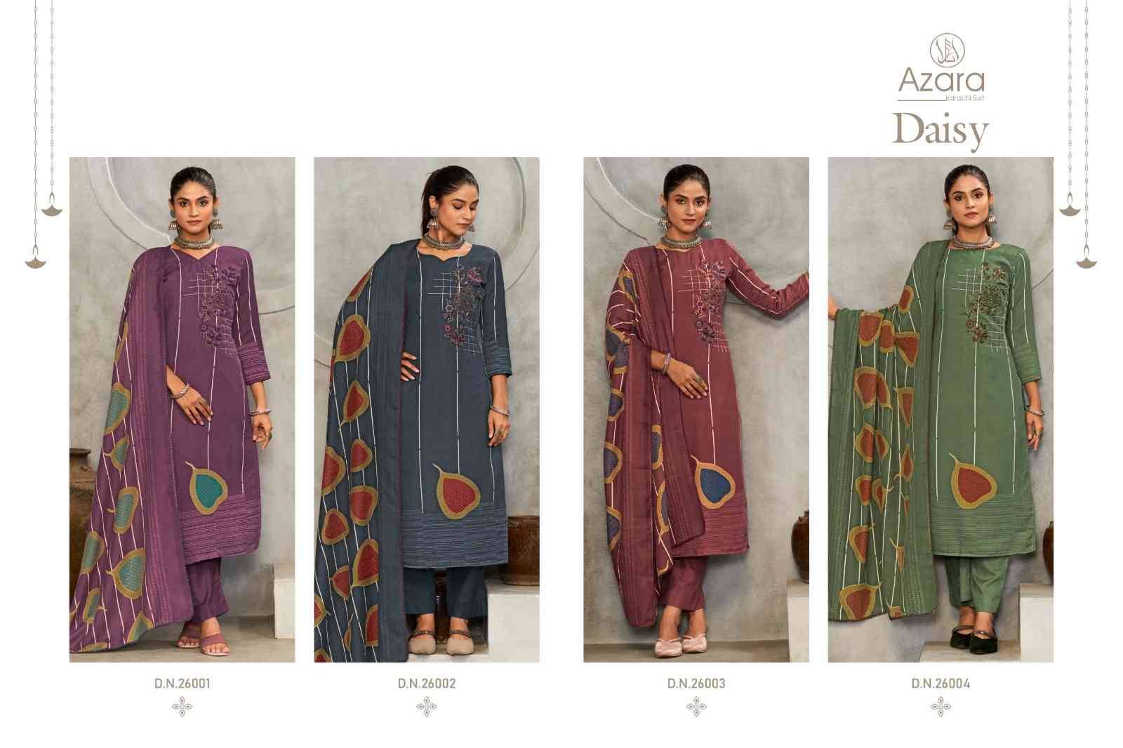 Daisy By Azara 26001 To 26004 Series Beautiful Festive Suits Stylish Fancy Colorful Casual Wear & Ethnic Wear Pure Lawn Cotton Dresses At Wholesale Price