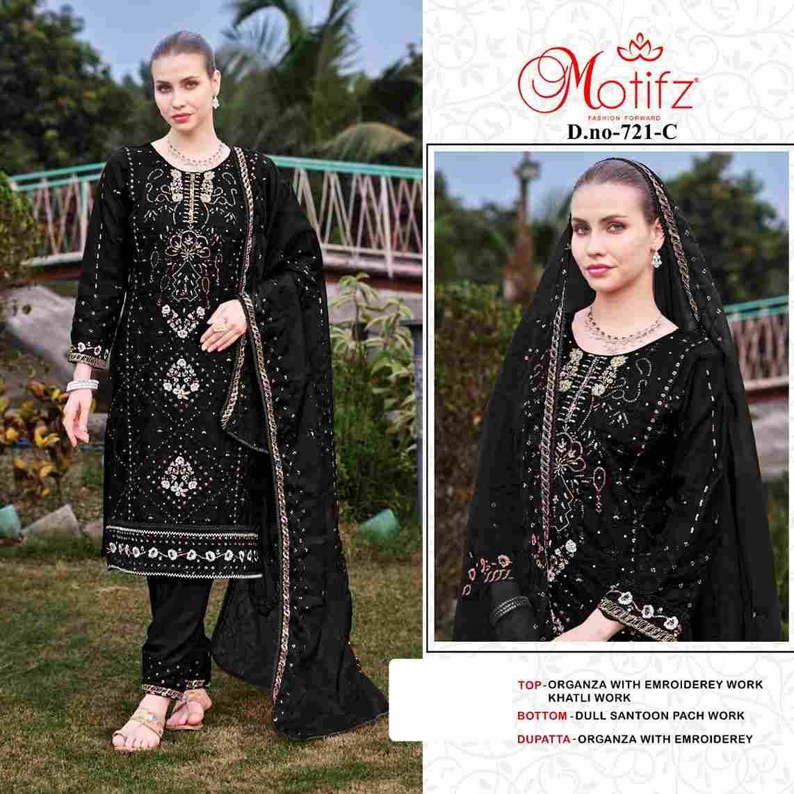 Motifz Hit Design 721 Colours By Motifz 721-A To 721-D Series Beautiful Pakistani Suits Colorful Stylish Fancy Casual Wear & Ethnic Wear Organza Dresses At Wholesale Price