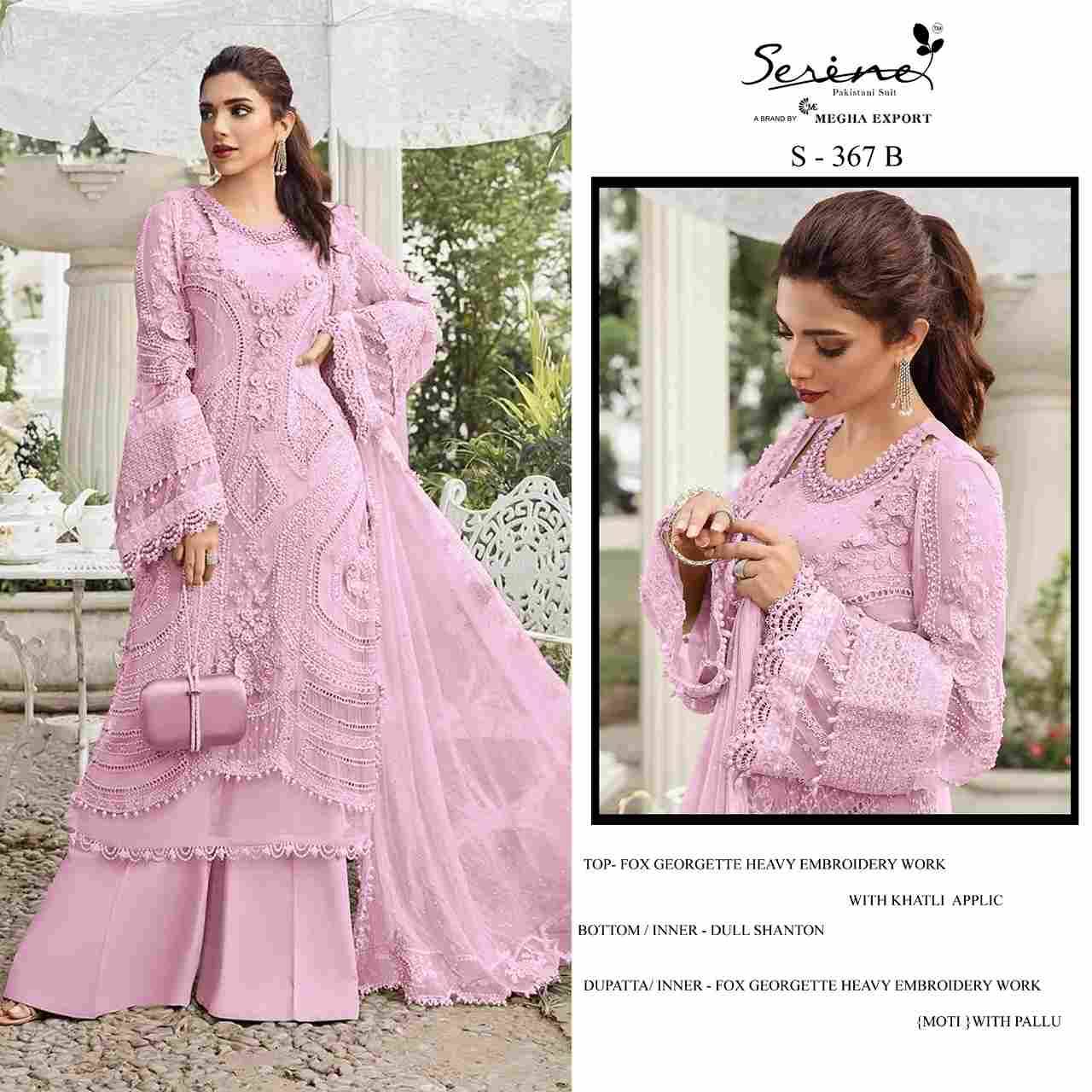 Serene Hit Design S-367 Colours By Serene S-367-A To S-367-D Series Designer Pakistani Suits Beautiful Fancy Colorful Stylish Party Wear & Occasional Wear Faux Georgette Embroidered Dresses At Wholesale Price