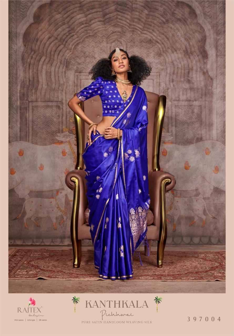 Kanthkala Pichwai By Raj Tex 397001 To 397006 Series Indian Traditional Wear Collection Beautiful Stylish Fancy Colorful Party Wear & Occasional Wear Banarasi Silk Sarees At Wholesale Price