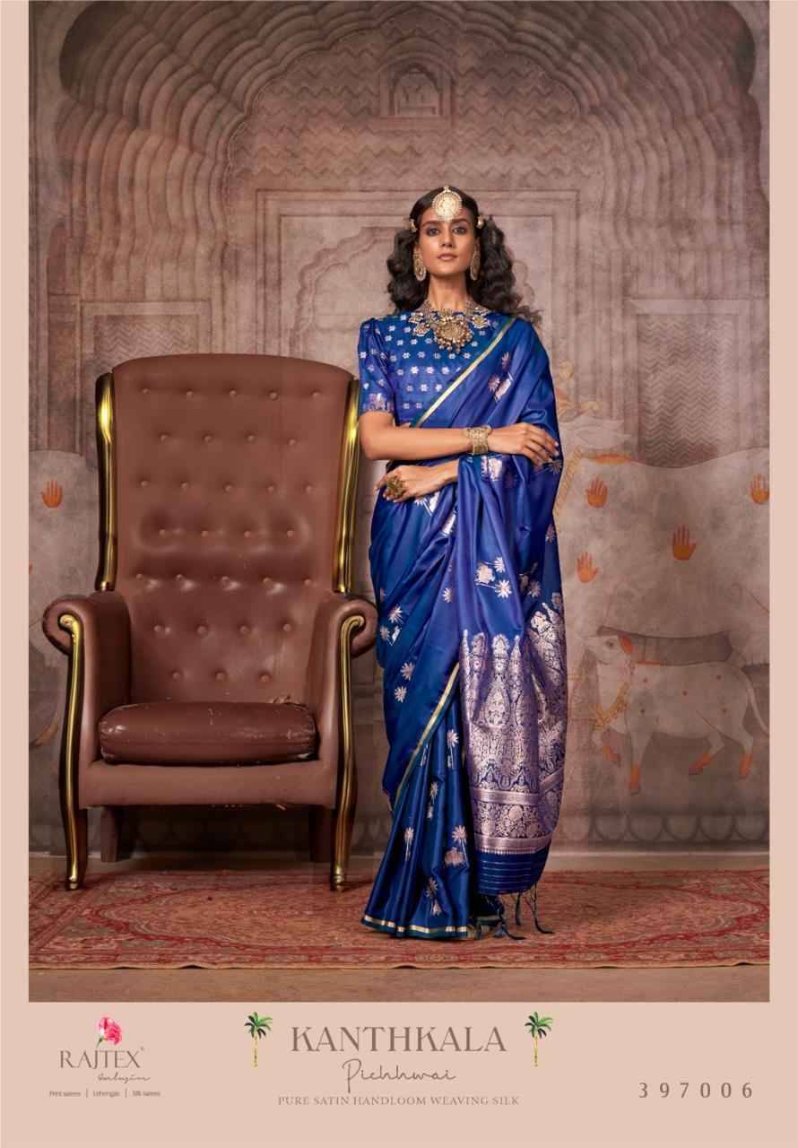 Kanthkala Pichwai By Raj Tex 397001 To 397006 Series Indian Traditional Wear Collection Beautiful Stylish Fancy Colorful Party Wear & Occasional Wear Banarasi Silk Sarees At Wholesale Price