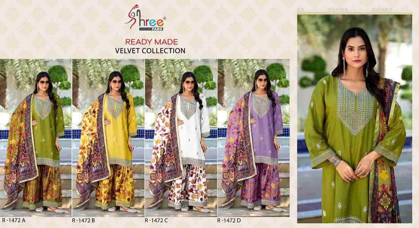 Shree Fabs Hit Design R-1472 Colours By Shree Fabs R-1472-A To R-1472-D Series Beautiful Pakistani Suits Stylish Fancy Colorful Party Wear & Occasional Wear Chinnon Embroidered Dresses At Wholesale Price