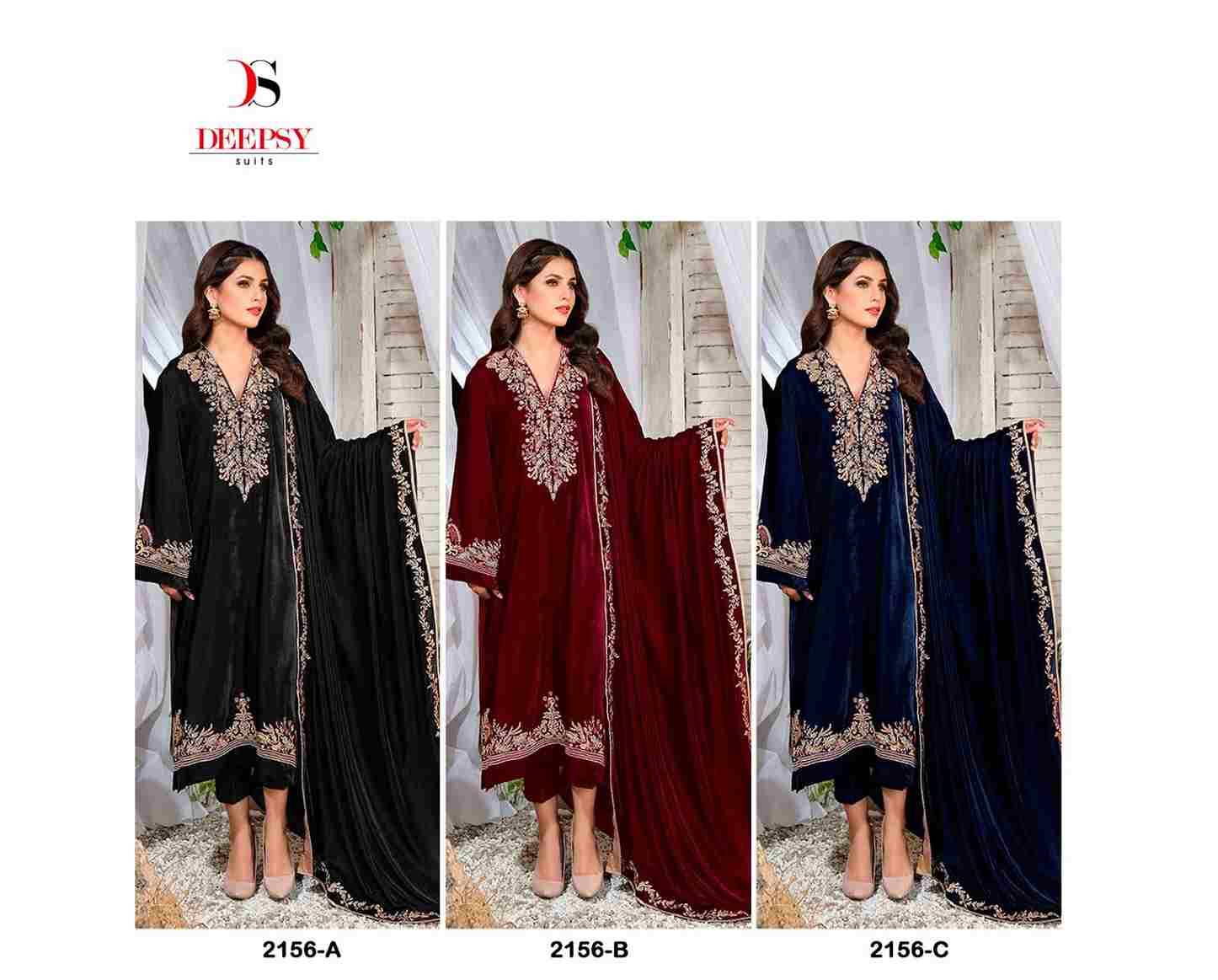 Deepsy Hit Design 2156 Colours By Deepsy Suits 2156-A To 2156-C Series Pakistani Suits Beautiful Fancy Colorful Stylish Party Wear & Occasional Wear Velvet Embroidery Dresses At Wholesale Price