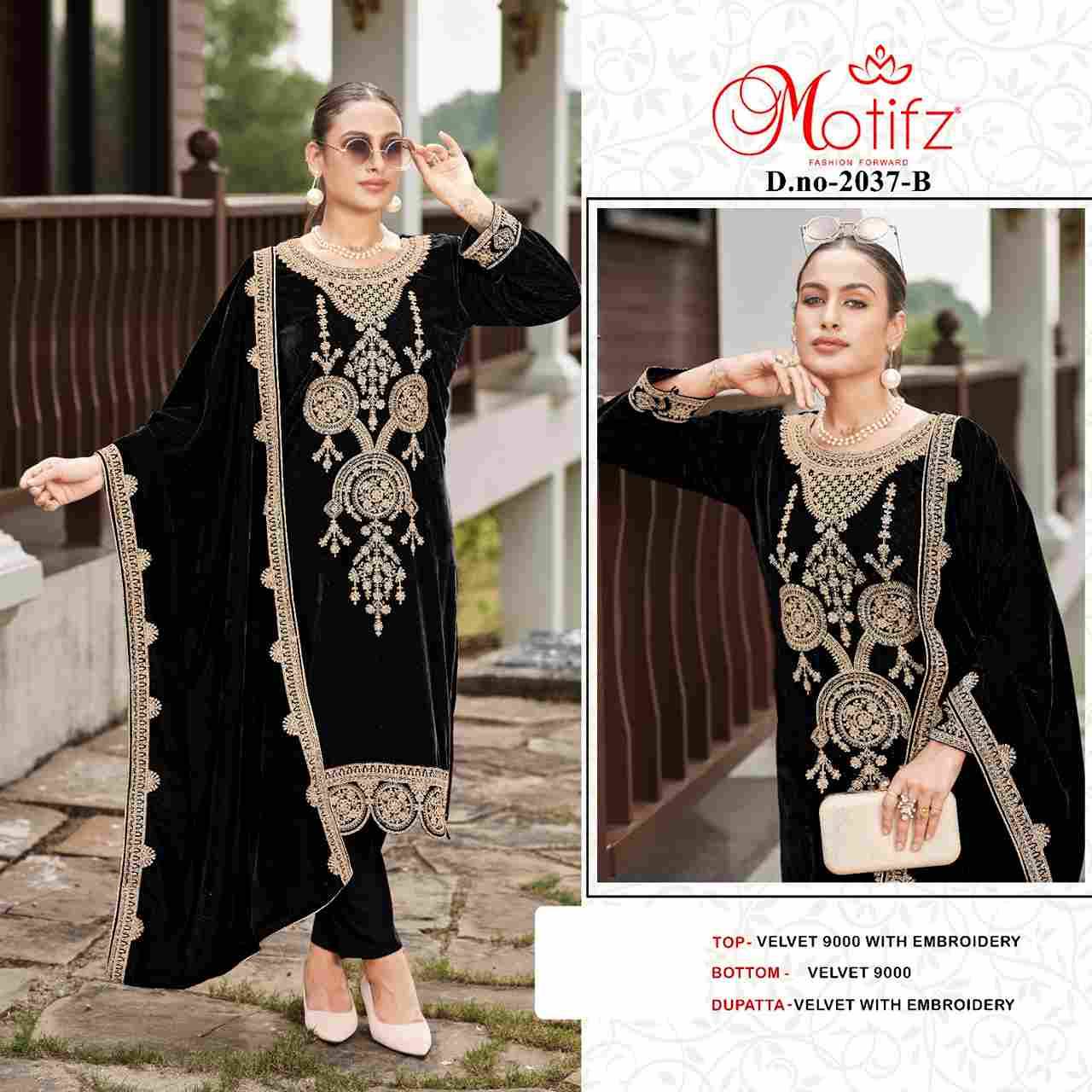 Motifz Hit Design 2037 Colours By Motifz 2037-A To 2037-D Series Beautiful Pakistani Suits Colorful Stylish Fancy Casual Wear & Ethnic Wear Velvet Dresses At Wholesale Price