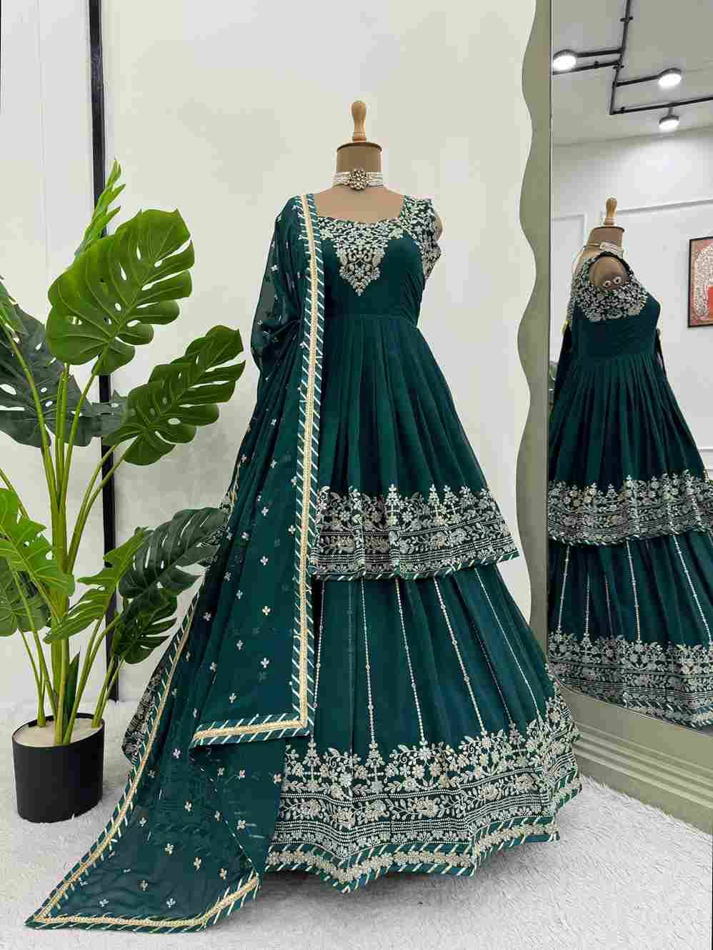 R-5766 By Fashid Wholesale Beautiful Stylish Fancy Colorful Casual Wear & Ethnic Wear Faux Georgette Top With Lehenga At Wholesale Price