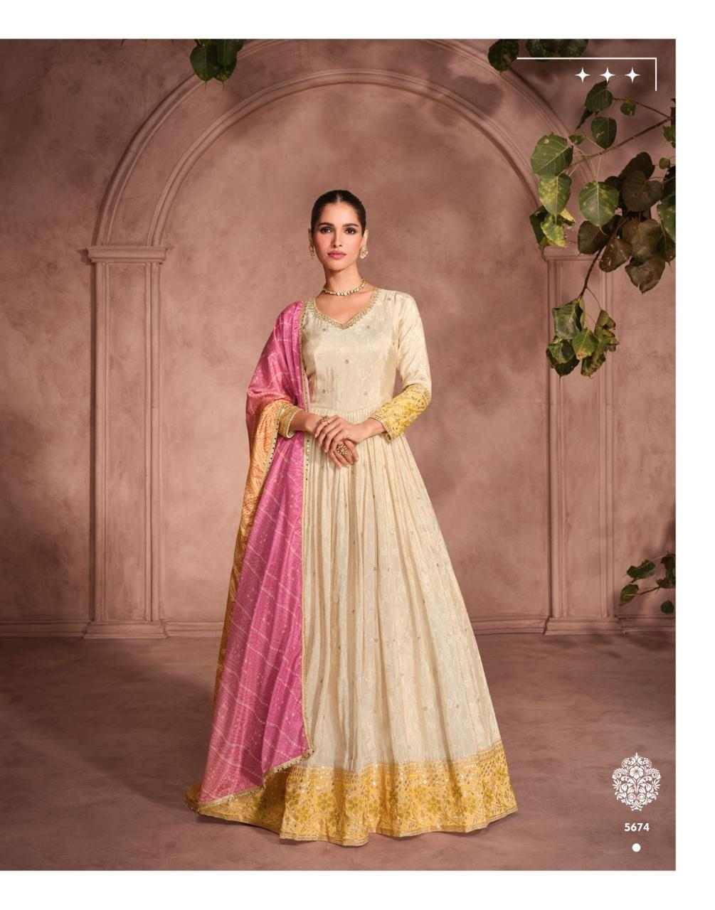 Gunjan By Sayuri 5674 To 5675 Series Designer Stylish Fancy Colorful Beautiful Party Wear & Ethnic Wear Collection Viscose Jacquard Silk Gown With Dupatta At Wholesale Price