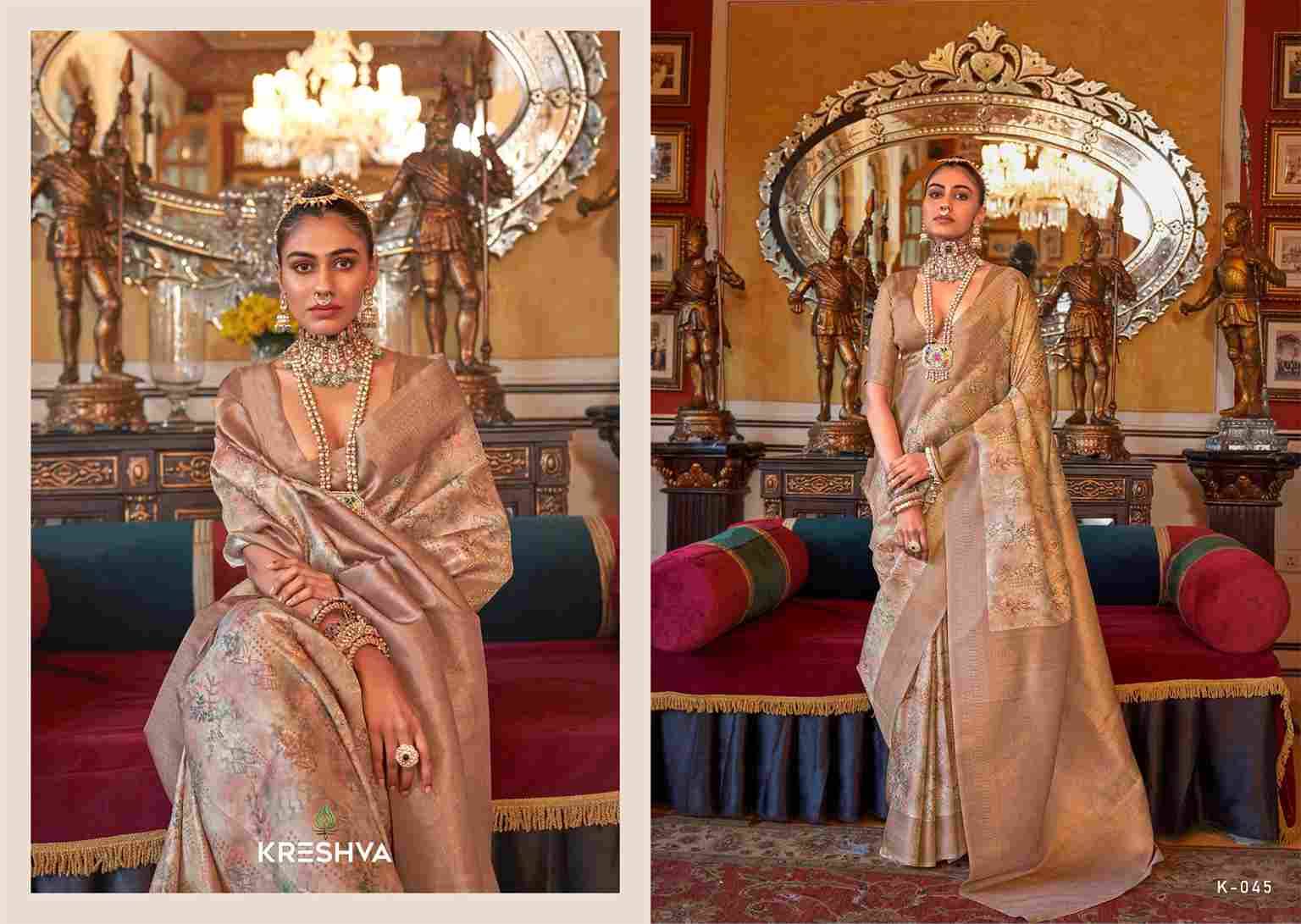 Saatvik Vol-4 By Kreshva 044 To 051 Series Indian Traditional Wear Collection Beautiful Stylish Fancy Colorful Party Wear & Occasional Wear Tussar Silk Sarees At Wholesale Price