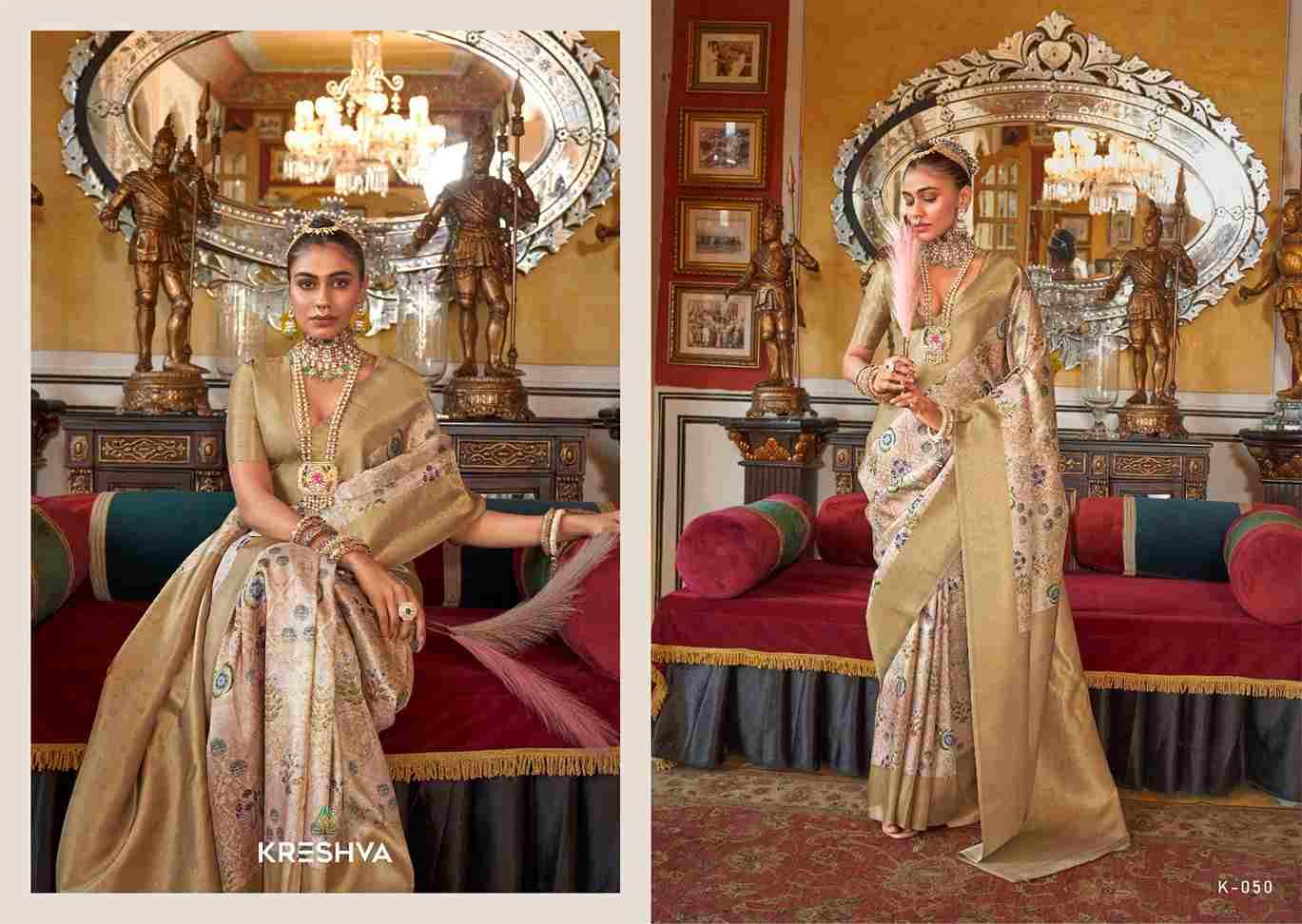 Saatvik Vol-4 By Kreshva 044 To 051 Series Indian Traditional Wear Collection Beautiful Stylish Fancy Colorful Party Wear & Occasional Wear Tussar Silk Sarees At Wholesale Price