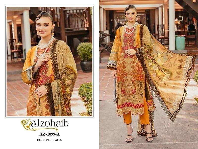 Alzohaib-1099 Colours By Alzohaib 1099-A To 1099-C Series Wholesale Designer Pakistani Suits Collection Beautiful Stylish Fancy Colorful Party Wear & Occasional Wear Pure Cotton Dresses At Wholesale Price