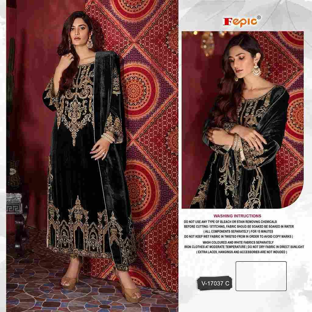 Fepic 17037 Colours By Fepic 17037-A To 17037-C Series Beautiful Pakistani Suits Colorful Stylish Fancy Casual Wear & Ethnic Wear Velvet Embroidered Dresses At Wholesale Price